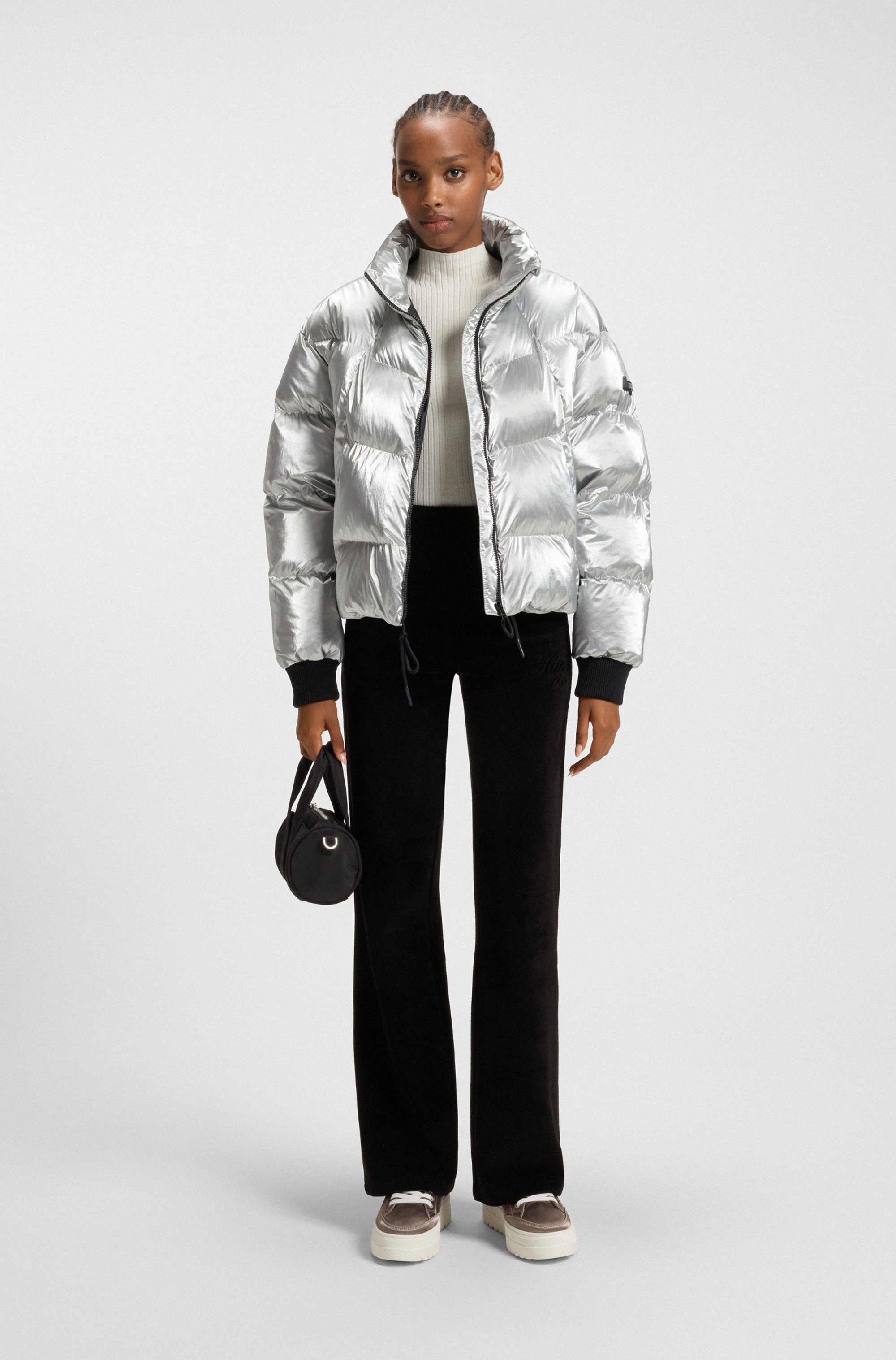 HUGO Blue Steppjacke »Fiorella« in verkürzter Länge, Kordelzug im Saum