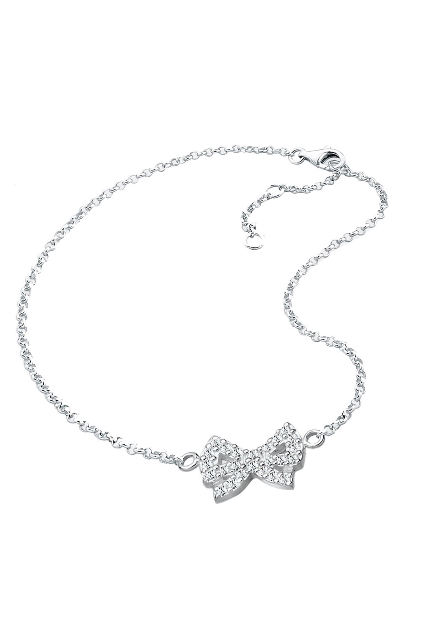 Elli Fußkette »Fußschmuck Schleife Weiß 925 Sterling Silber, mit Kristallen von Swarovski®«
