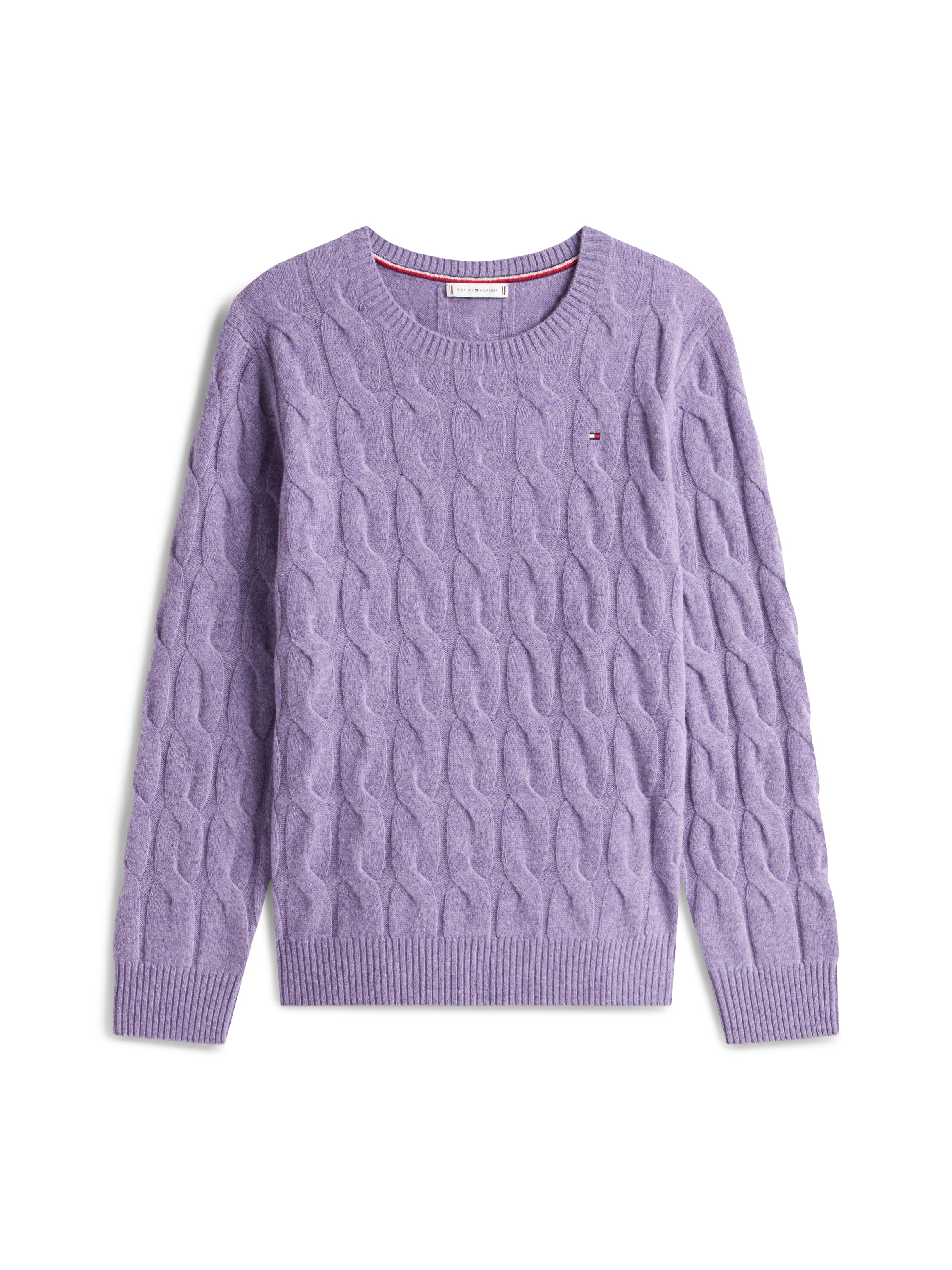 Tommy Hilfiger Curve Strickpullover »CRV SOFT WOOL CABLE C-NK LS SWT«, in großen Größen, mit Zopfmuster, aus reiner Wolle