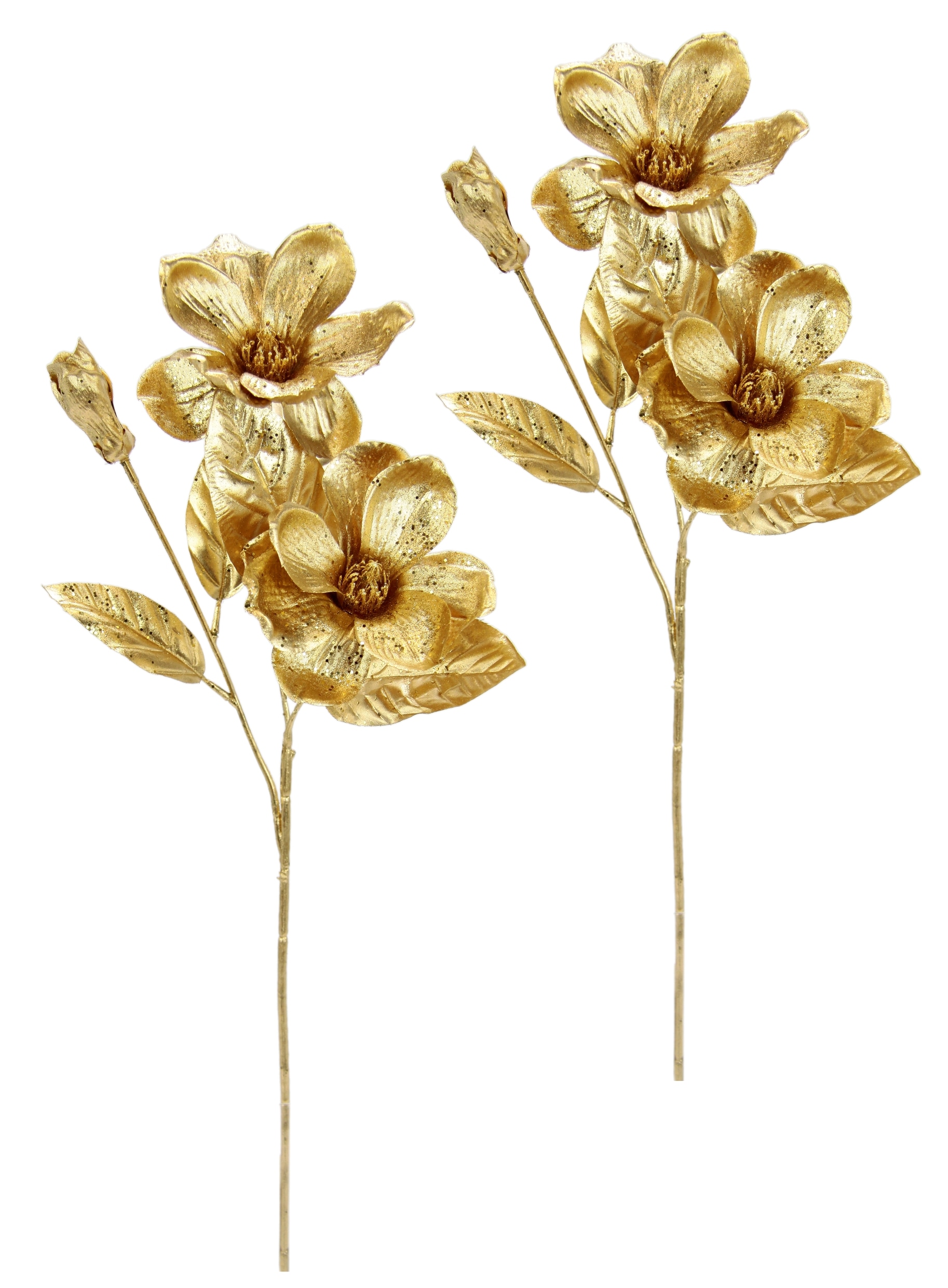 I.GE.A. Kunstblume »Magnolie« 2er Set Dekoblume Metallic Effekt glänzende Weihnachtsdeko Blüten