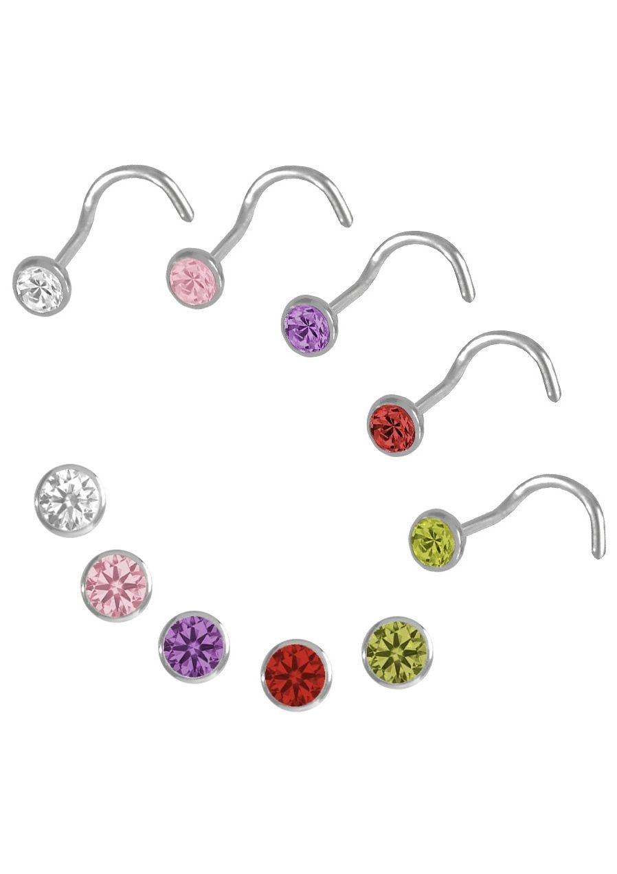 Firetti Nasenpiercing-Set »Multipack Schmuck Geschenk Silber 925 Piercing Nasenstecker«, (Set, 5 tlg.), mit Zirkonia (synth.)