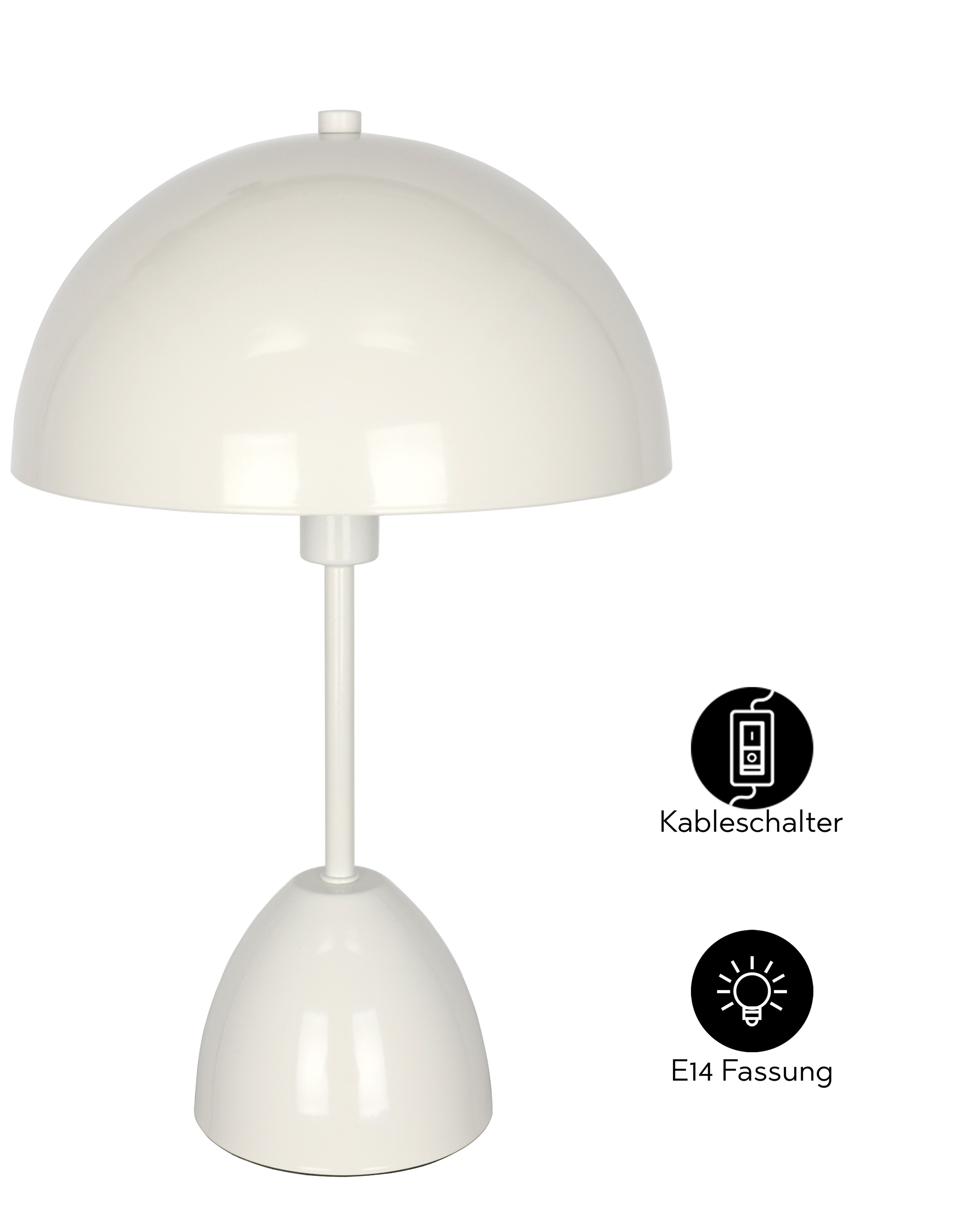 OTTO home Tischleuchte »Dorrio« E14 1 Stk. Pilzleuchte standfest Textilkabel blendfreie Nachttischleuchte