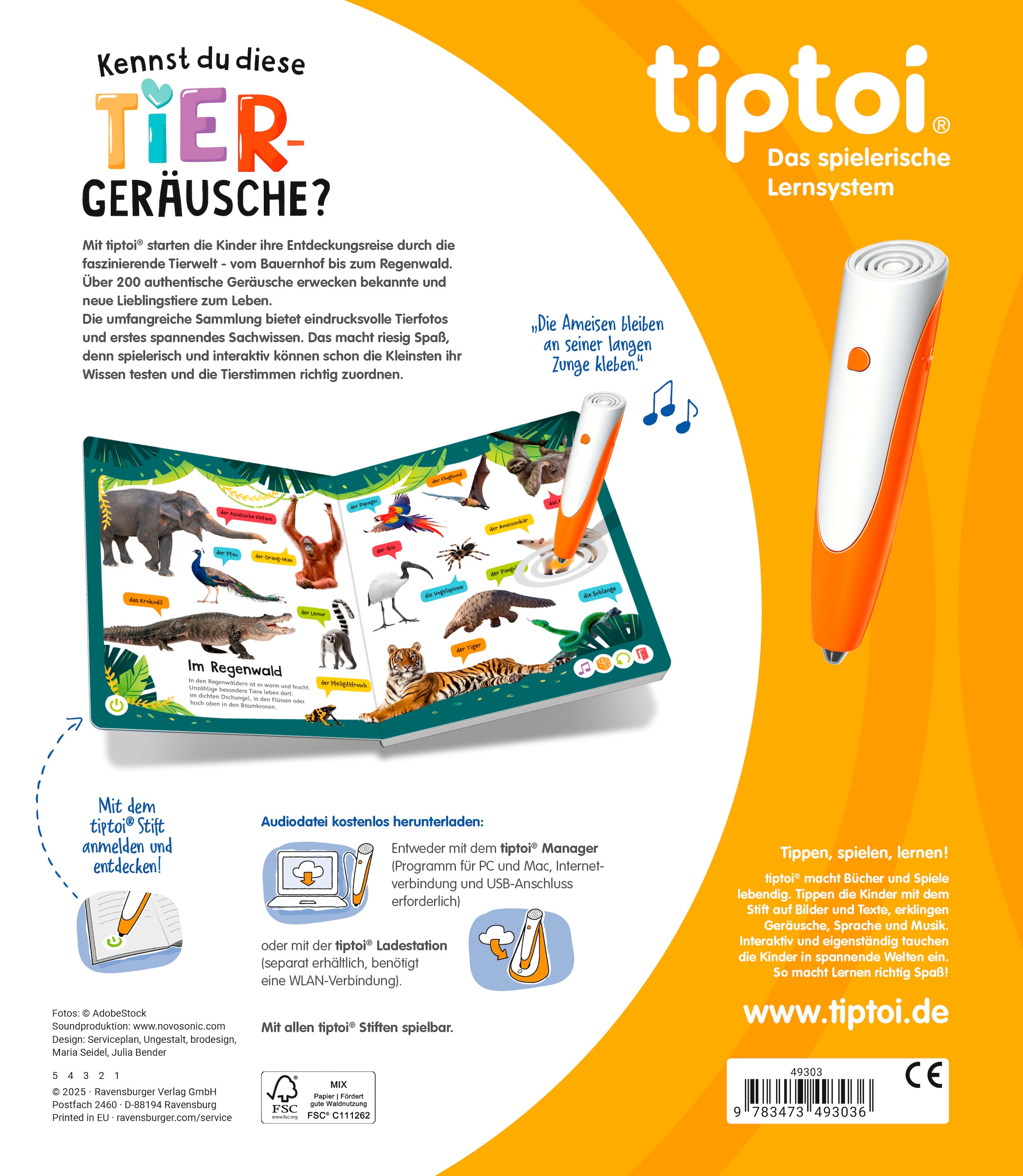 Ravensburger Buch »tiptoi® - Kennst du diese Tiergeräusche?«, Made in Europe