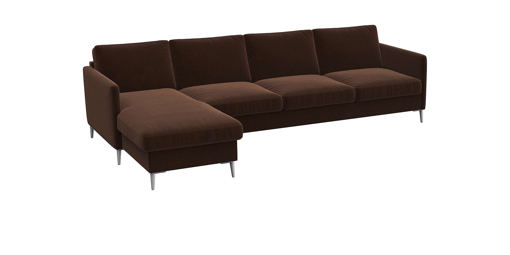 FLEXLUX Ecksofa »Fiore, super Sitzkomfort durch Kaltschaum im Sitz, L-Form«, schmale Armlehnen, Füße Alu