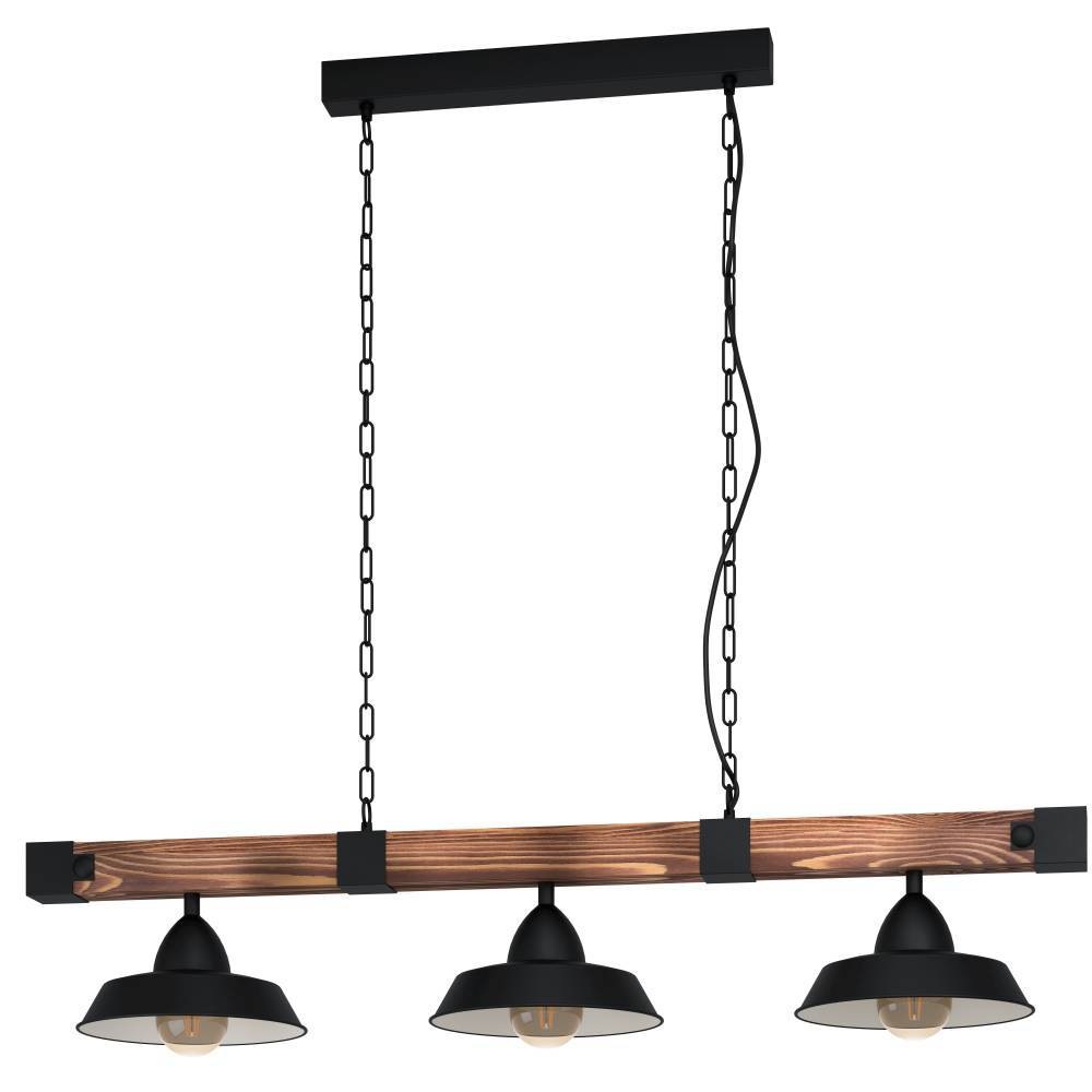 EGLO Hängeleuchte »OLDBURY«, 3 flammig, Leuchtmittel E27 | ohne Leuchtmittel, Vintage Pendelleuchte, Schwarz, braun, E27, 118 cm, FSC zertifiziert