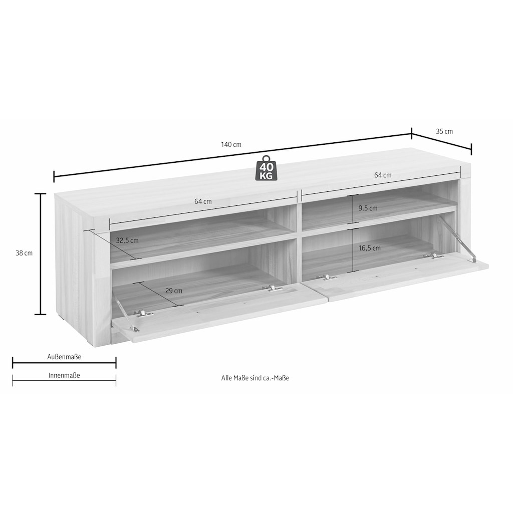 Woltra Lowboard »Ribe«, Breite 140 cm