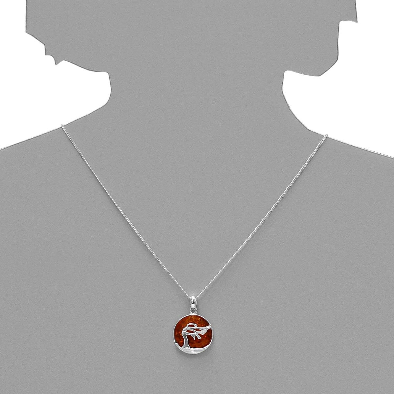 OSTSEE-SCHMUCK Kettenanhänger »- Windflüchter 21 mm - Silber 925/000 - Bernstein«