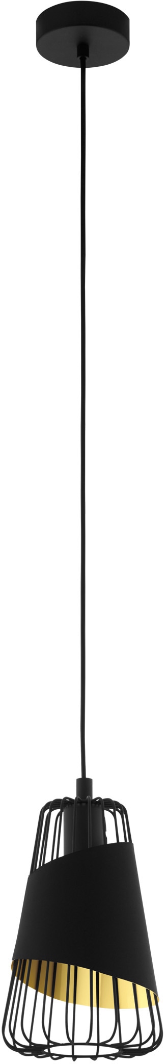 EGLO Hängeleuchte »AUSTELL Hängelampe, E27, IP20, Stahl und Textil, Esszimmerlampe, Lampe« E27 Pendellampe, H110 x Ø16,5 cm, schwarz, gold, 1X60W exkl.
