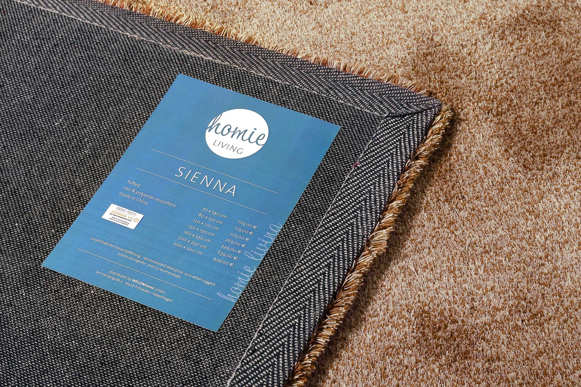 Homie Living Teppich »Sienna«, rechteckig, 20 mm Höhe, Hochflor, Microfaser, uni, weich & kuschelig, Wohnzimmer, Schlafzimmer