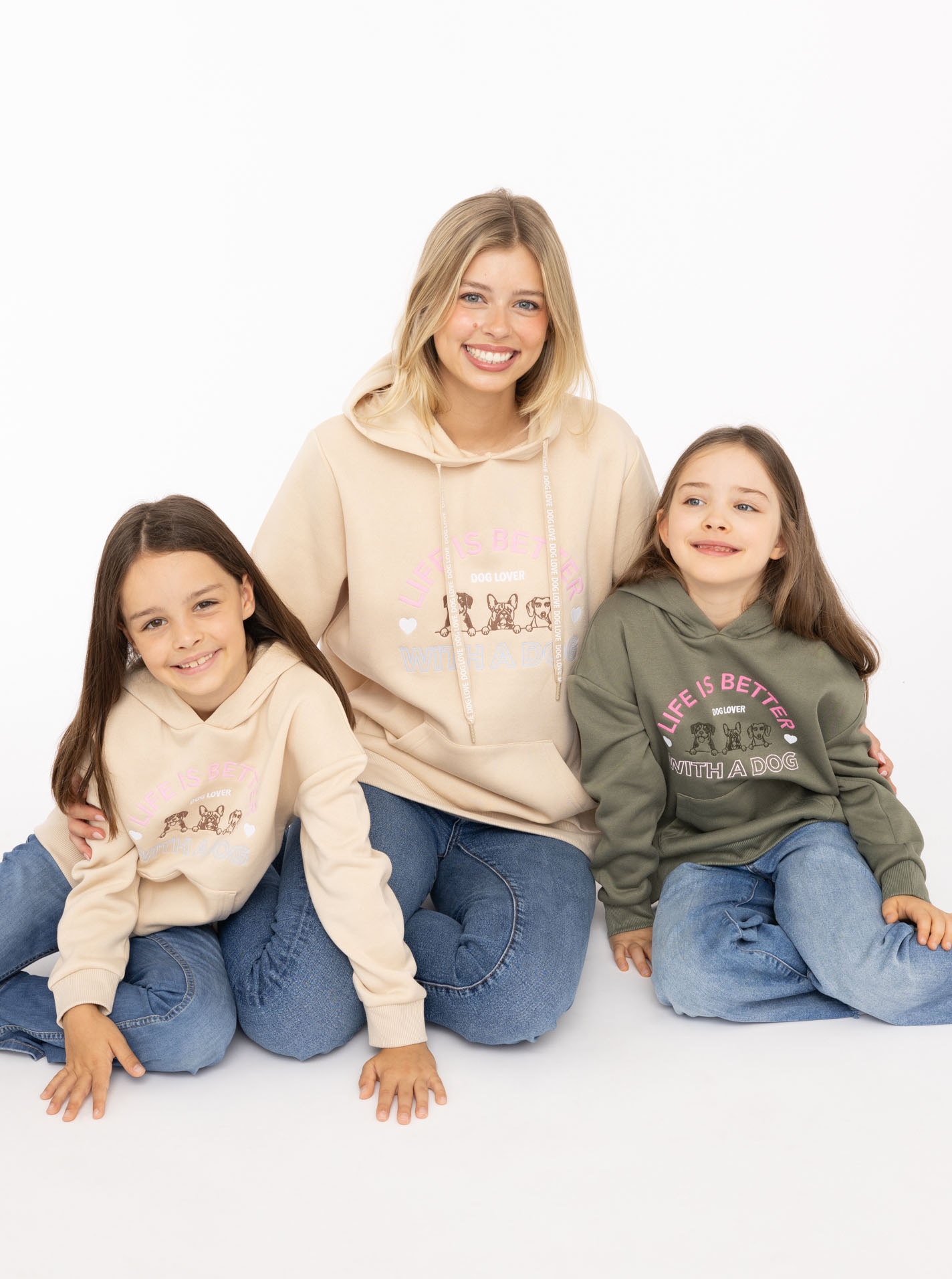 Zwillingsherz Hoodie »"Dog Life"«, Mini-Me,mit gestickten Hunden und Slogan
