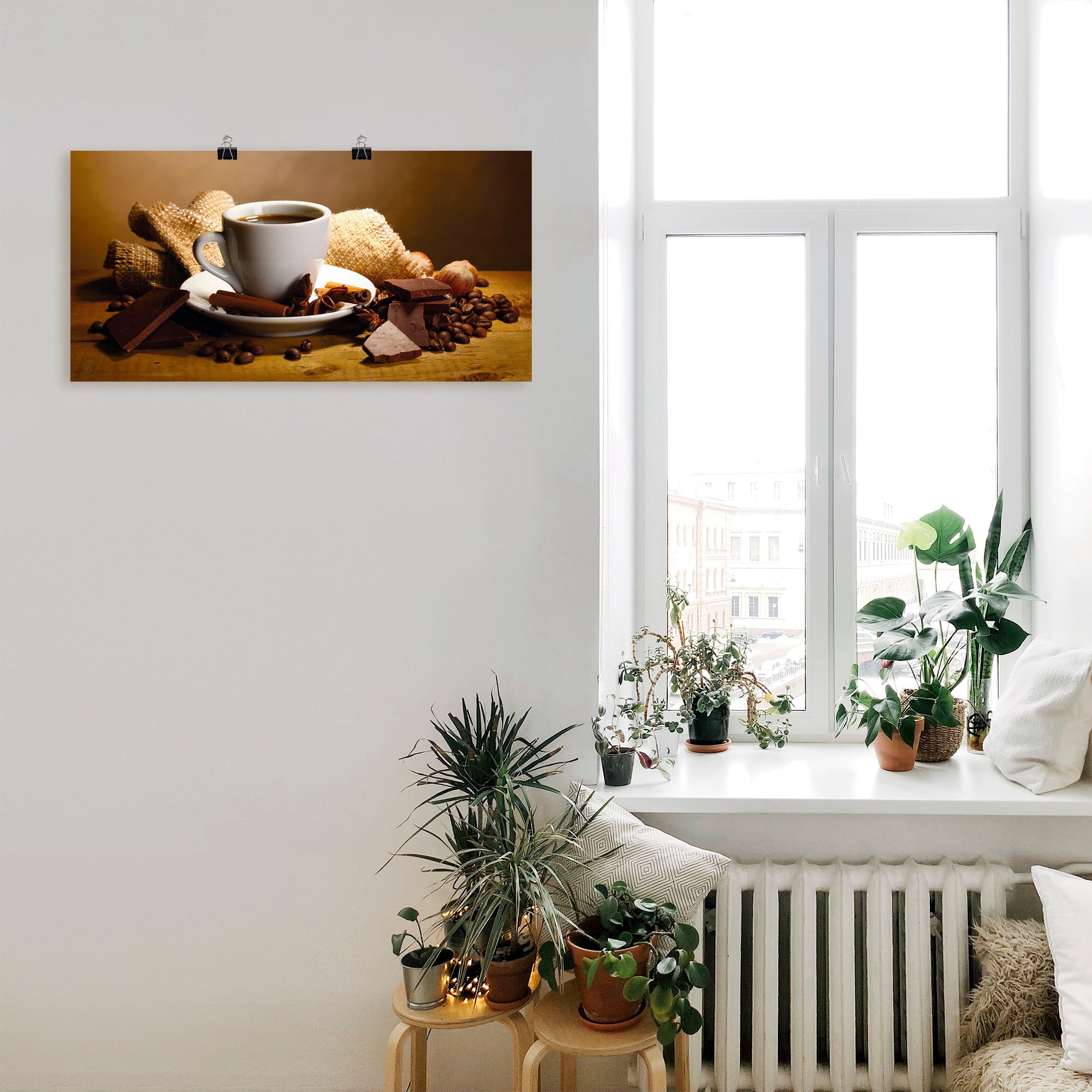 Artland Wandbild »Kaffeetasse Zimtstange Nüsse Schokolade«, Getränke, (1 St.), als Leinwandbild, Poster, Wandaufkleber in verschied. Größen