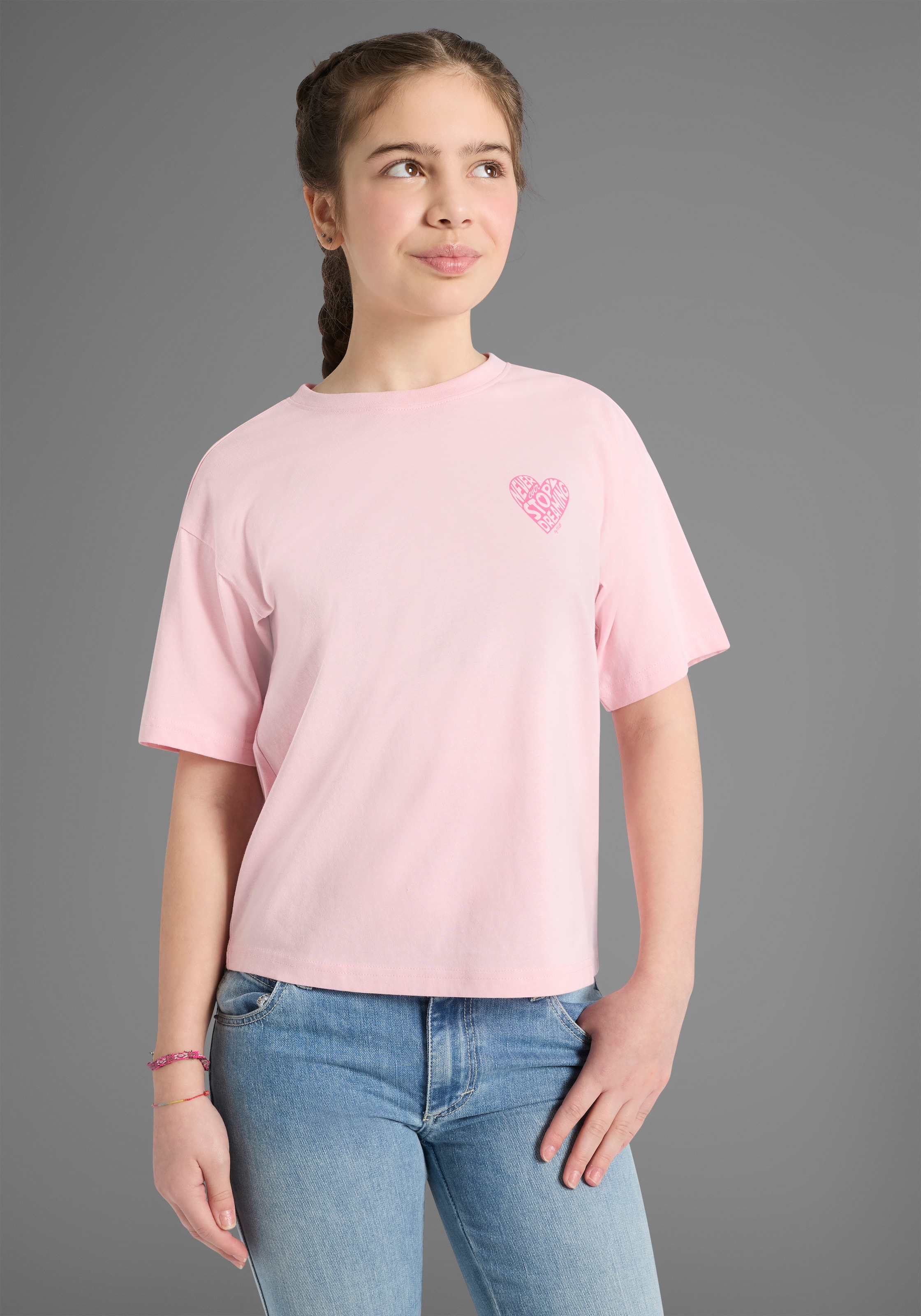 H.I.S T-Shirt »2er Pack H.I.S Shirts mit Rückenprint für Mädchen« Packung, 2, 2 tlg. für Mädchen, lässige Passform, kurze Ärmel, mit Logodruck