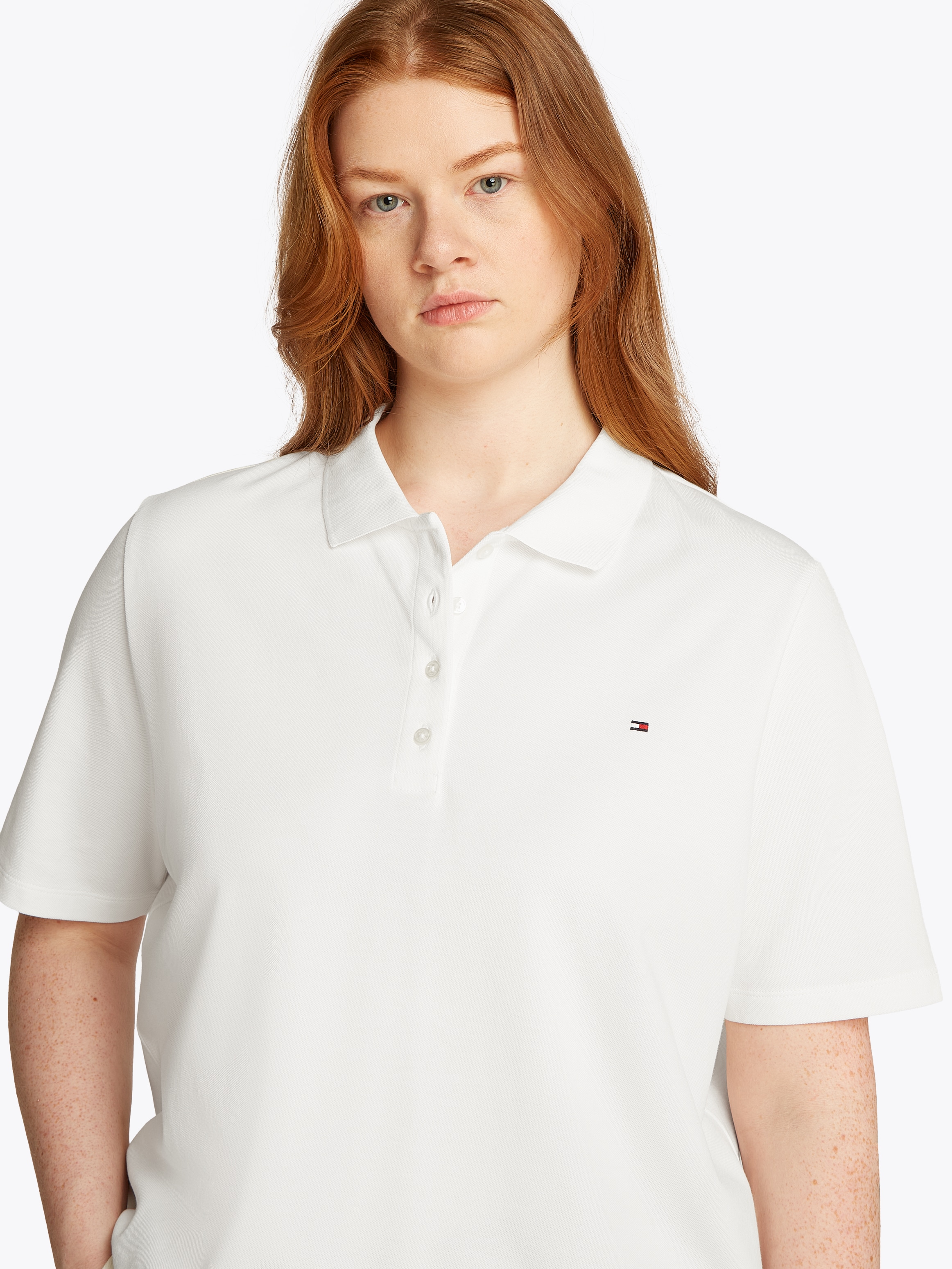 Tommy Hilfiger Curve Poloshirt »CRV 1985 REG PIQUE POLO SS« in großen Größen, aus Pique Qualität