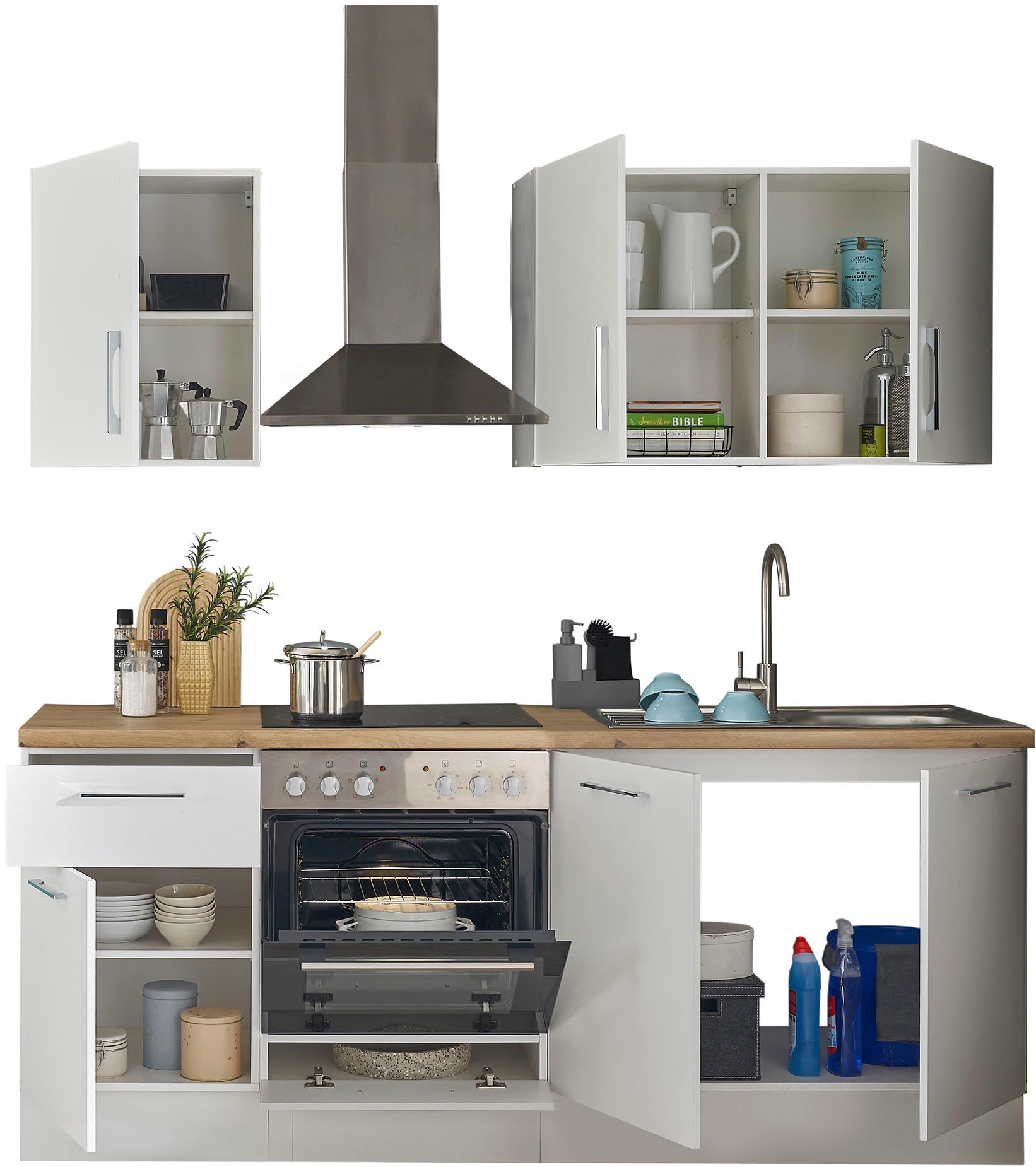 BASIC by Balculina Küchenzeile »Turin« Breite 210 cm, wahlweise mit E-Geräten