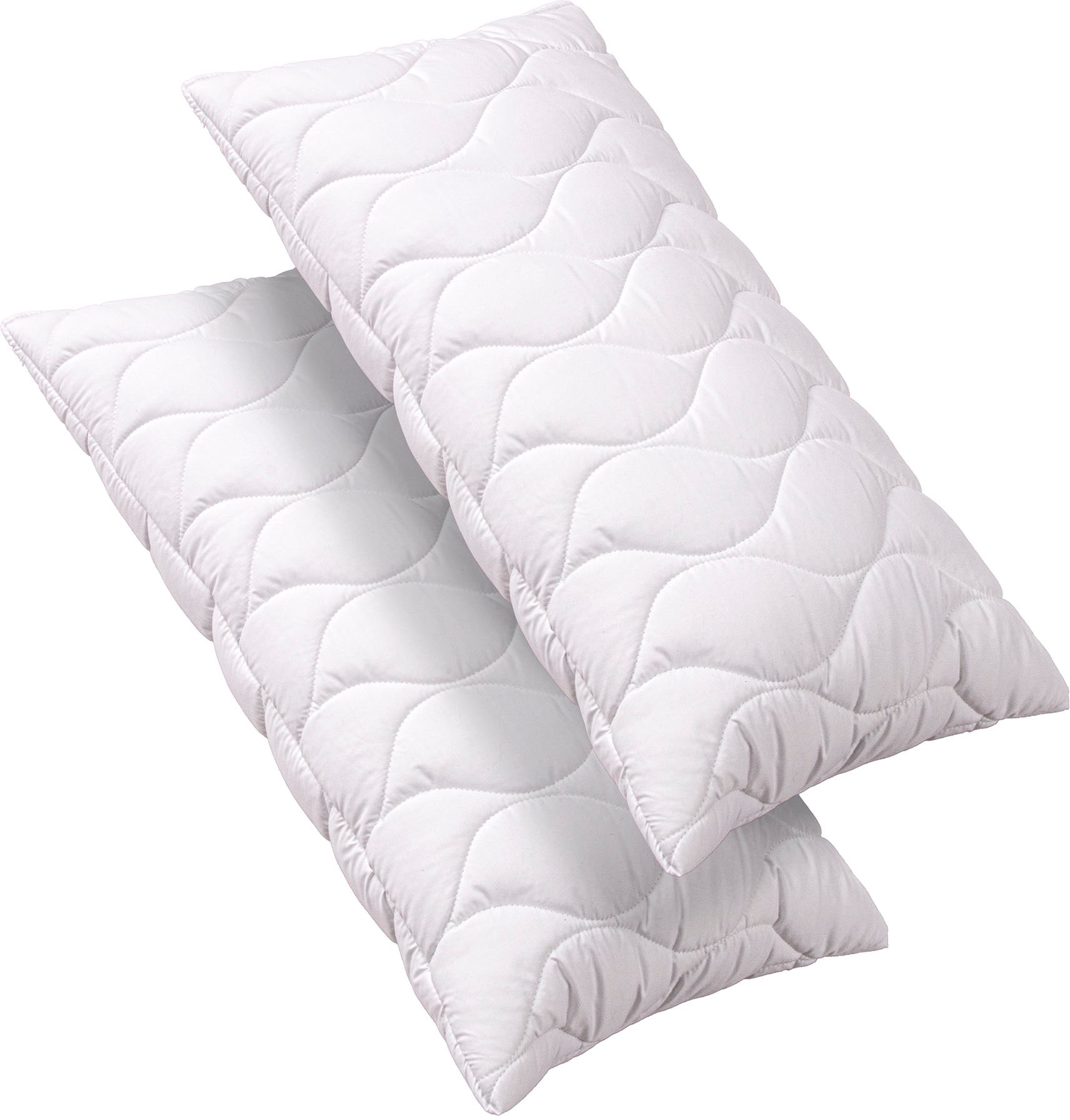 John Cotton Microfaserkissen »2für1, Kopfkissen, ein Kissen gratis, 40x80 cm, 80x80cm«, Füllung: 100% Polyester, Bezug: Microfaser, (Spar-Set, 1 St.), ergonomisch, strapazierfähig, hochwertig, Kissen im Spar-Set