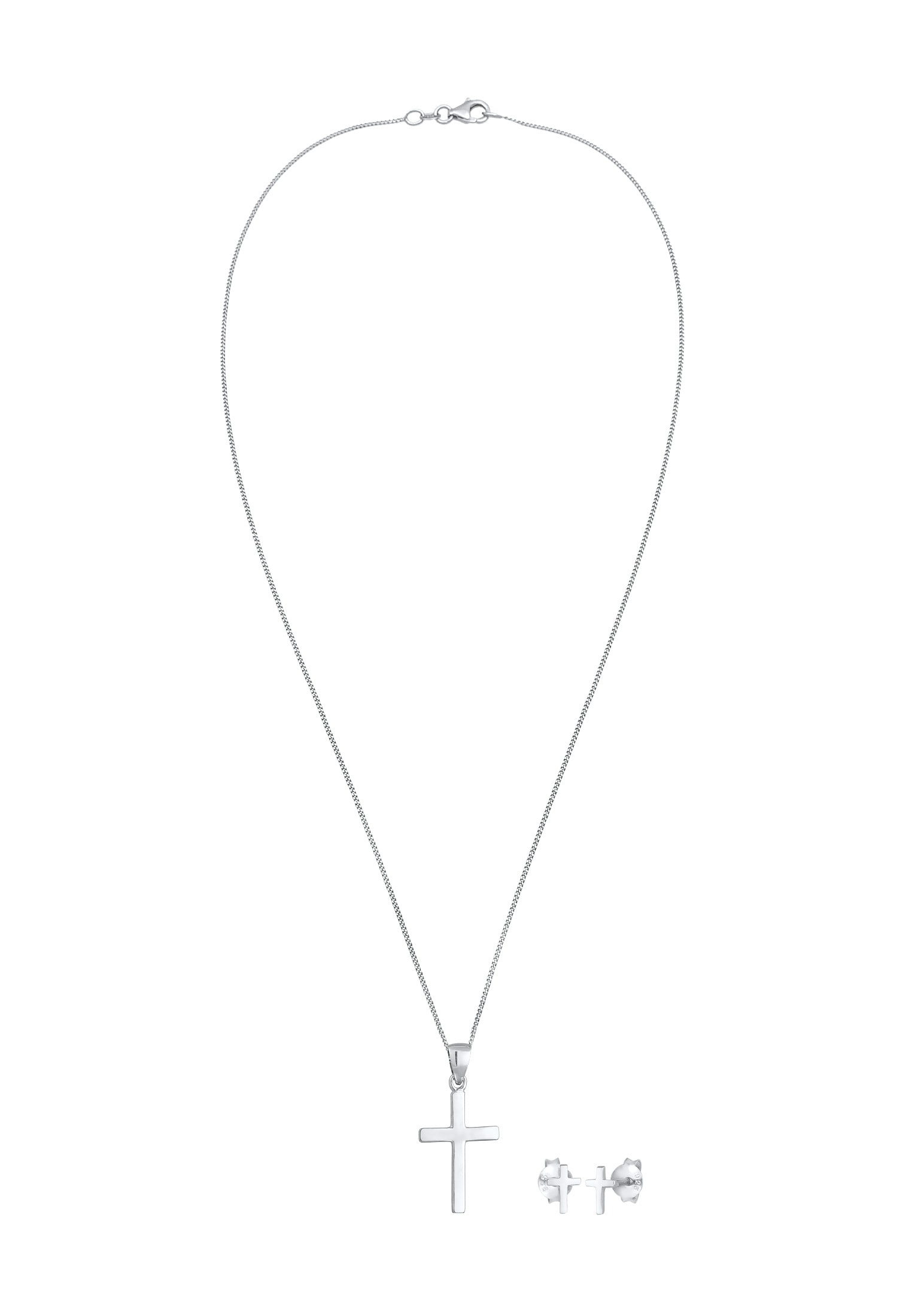 Elli Ohrring und Ketten Set »Schmuckset Kreuz Kette Ohrstecker 925 Silber«