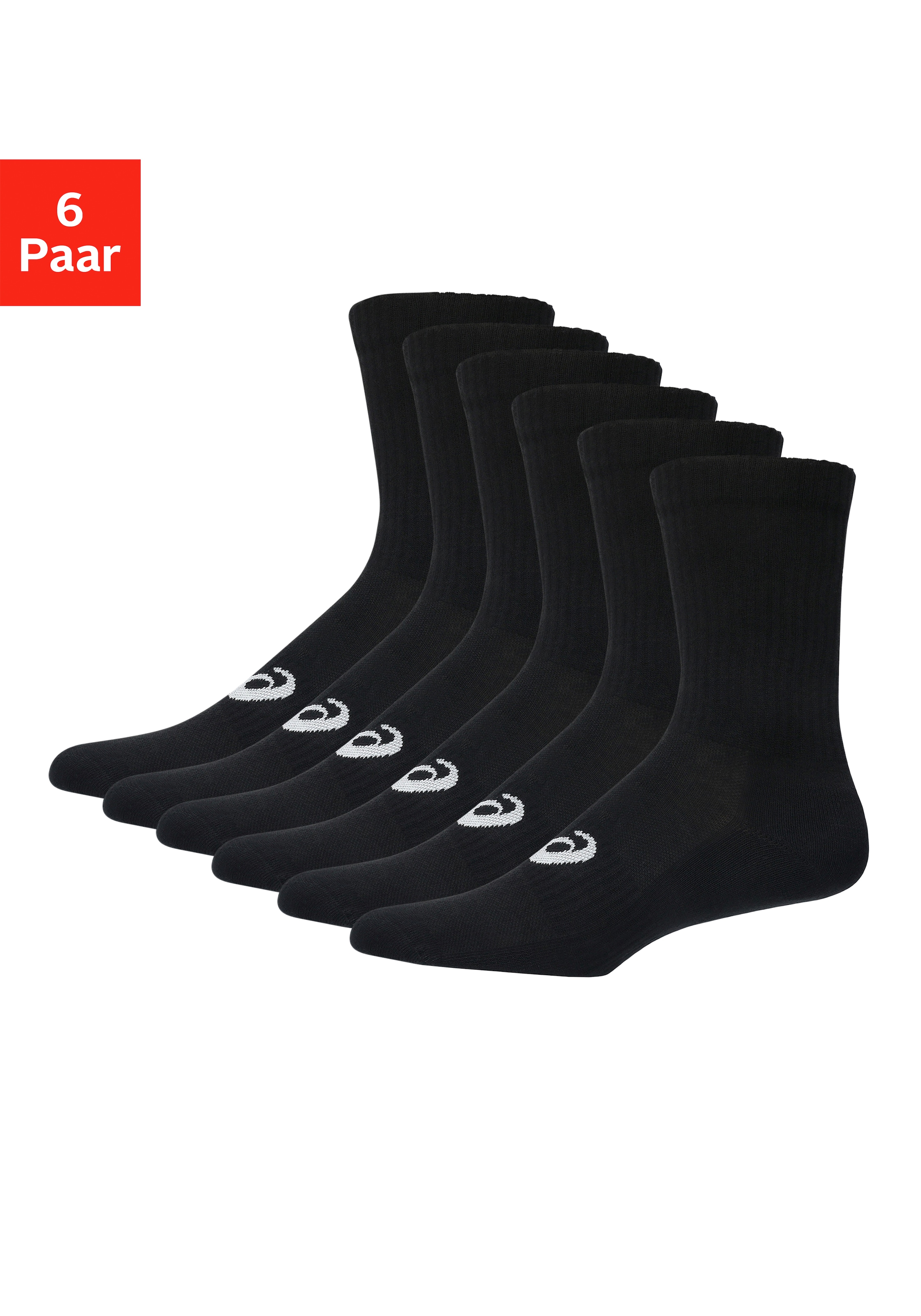 Asics Sportsocken »6 PACK CREW SOCK« für Fitness, mit Mesh-Knit-Gewebe, mit Dämpfung