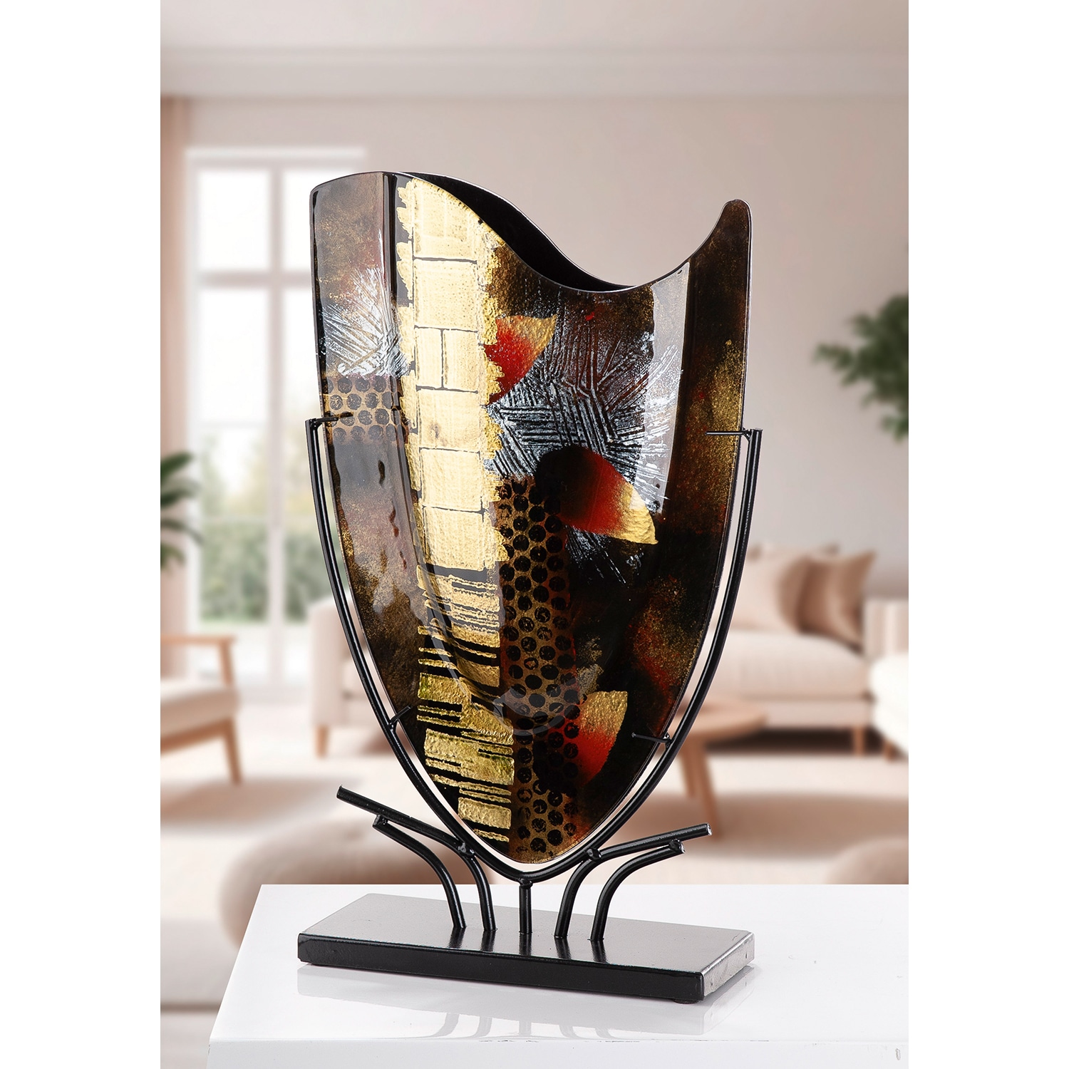 GILDE Bodenvase »Dixion« Innenwände sind handbemalt, nicht wasserdicht