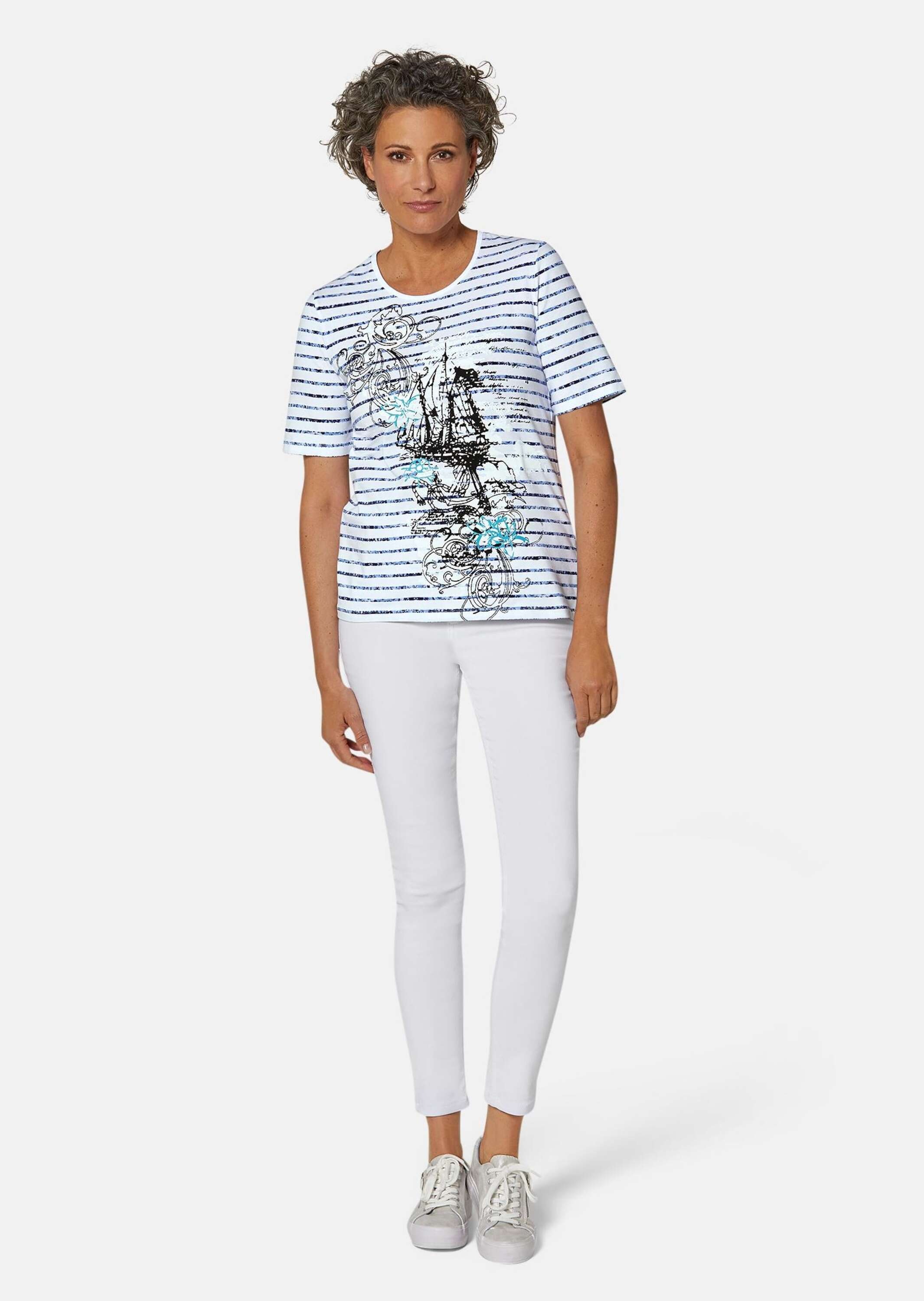 GOLDNER Print-Shirt »Kurzgröße Ringelshirt mit aufregendem Motiv« Ohne