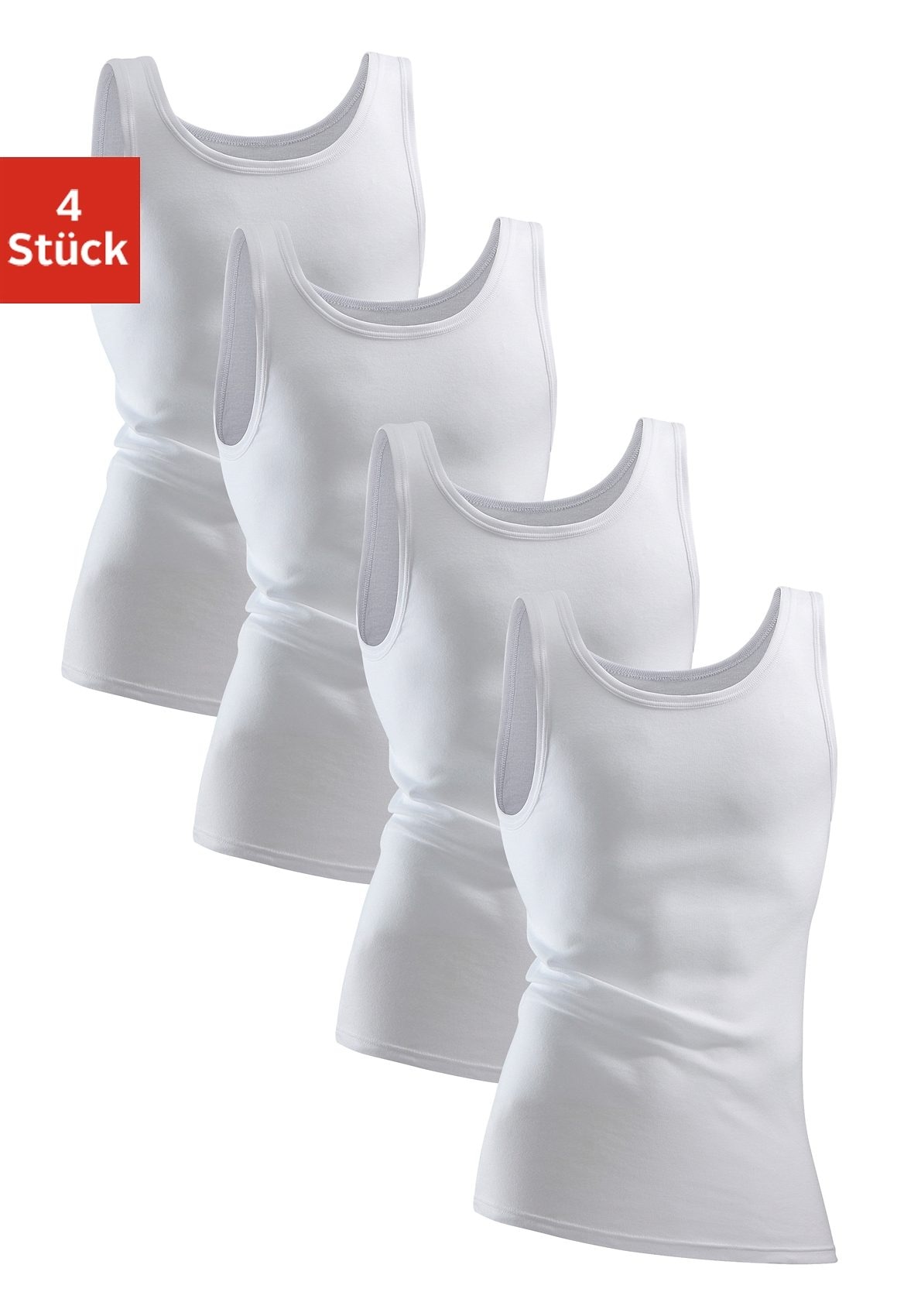 Clipper Herren Unterhemd 4 Stk. tlg. in weiß, Größe 9