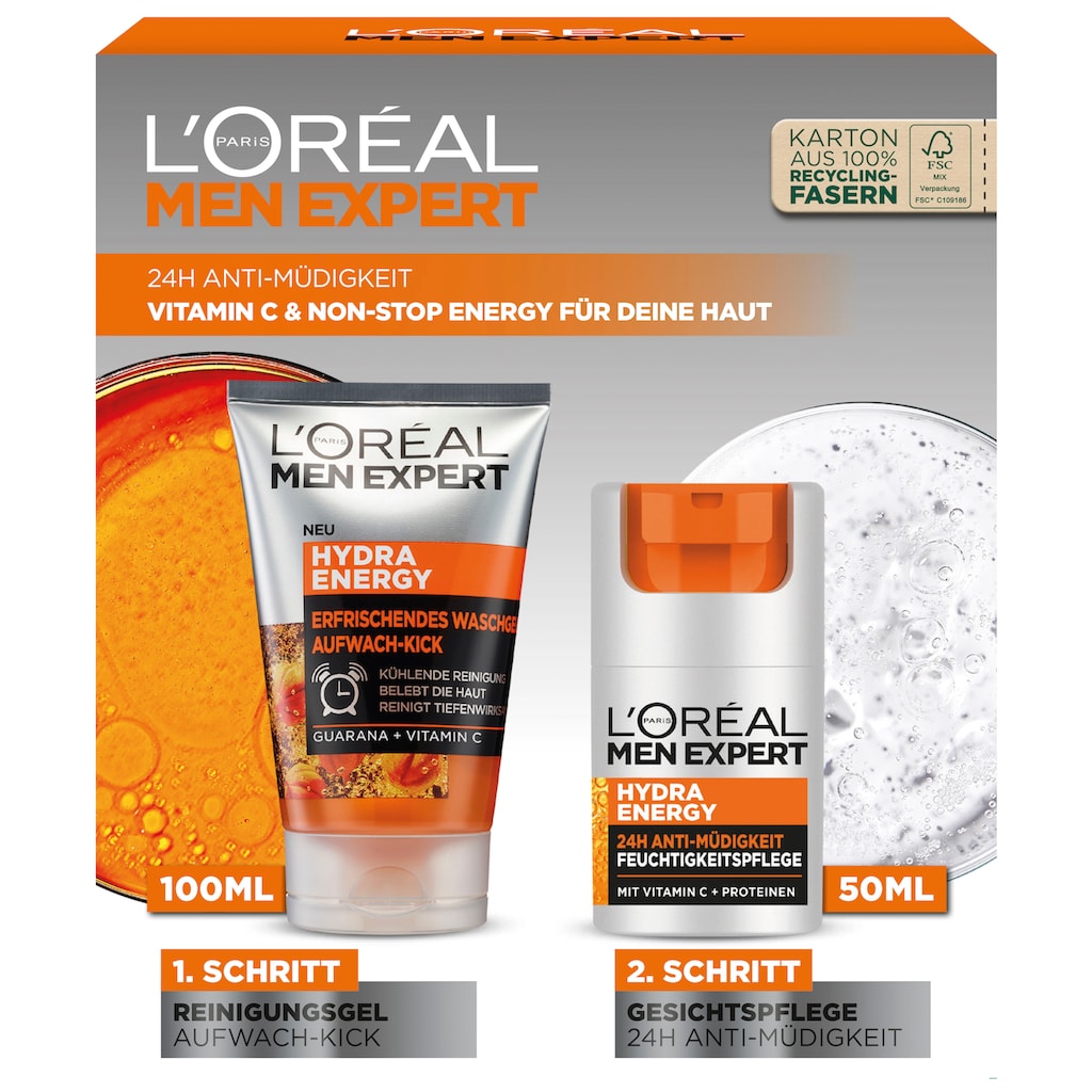 L'ORÉAL PARIS MEN EXPERT Gesichtspflege-Set »L'Oréal Men Expert Hydra Energy Geschenkset«, mit Vitamin C