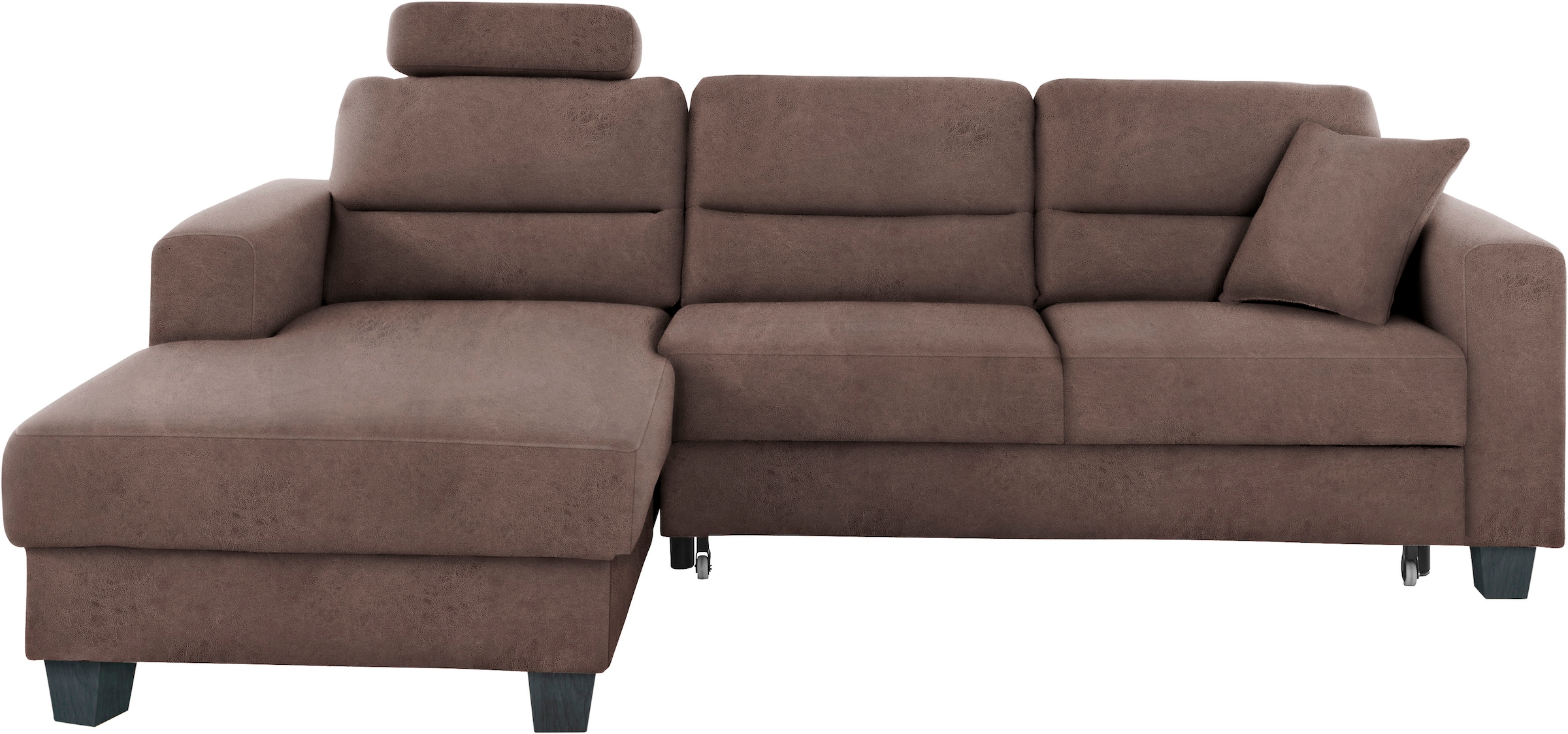 TRENDMANUFAKTUR Ecksofa »Chamber, zeitlos und modern, bequem mit hohem Sitzkomfort, L-Form«, inklusive einer Kopfstütze, wahlweise mit Schlaffunktion