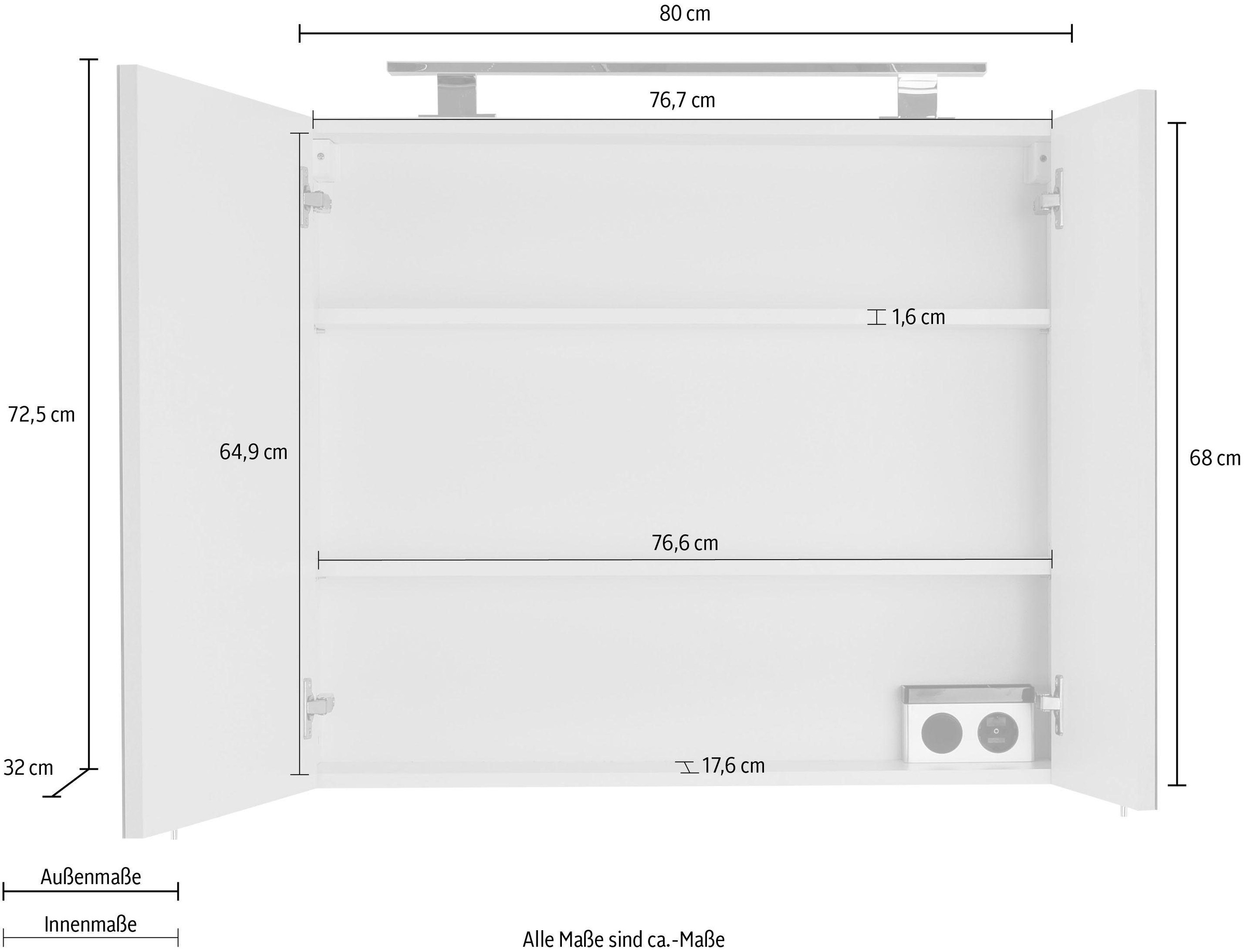 OPTIFIT Spiegelschrank »Mino«, Breite 80 cm