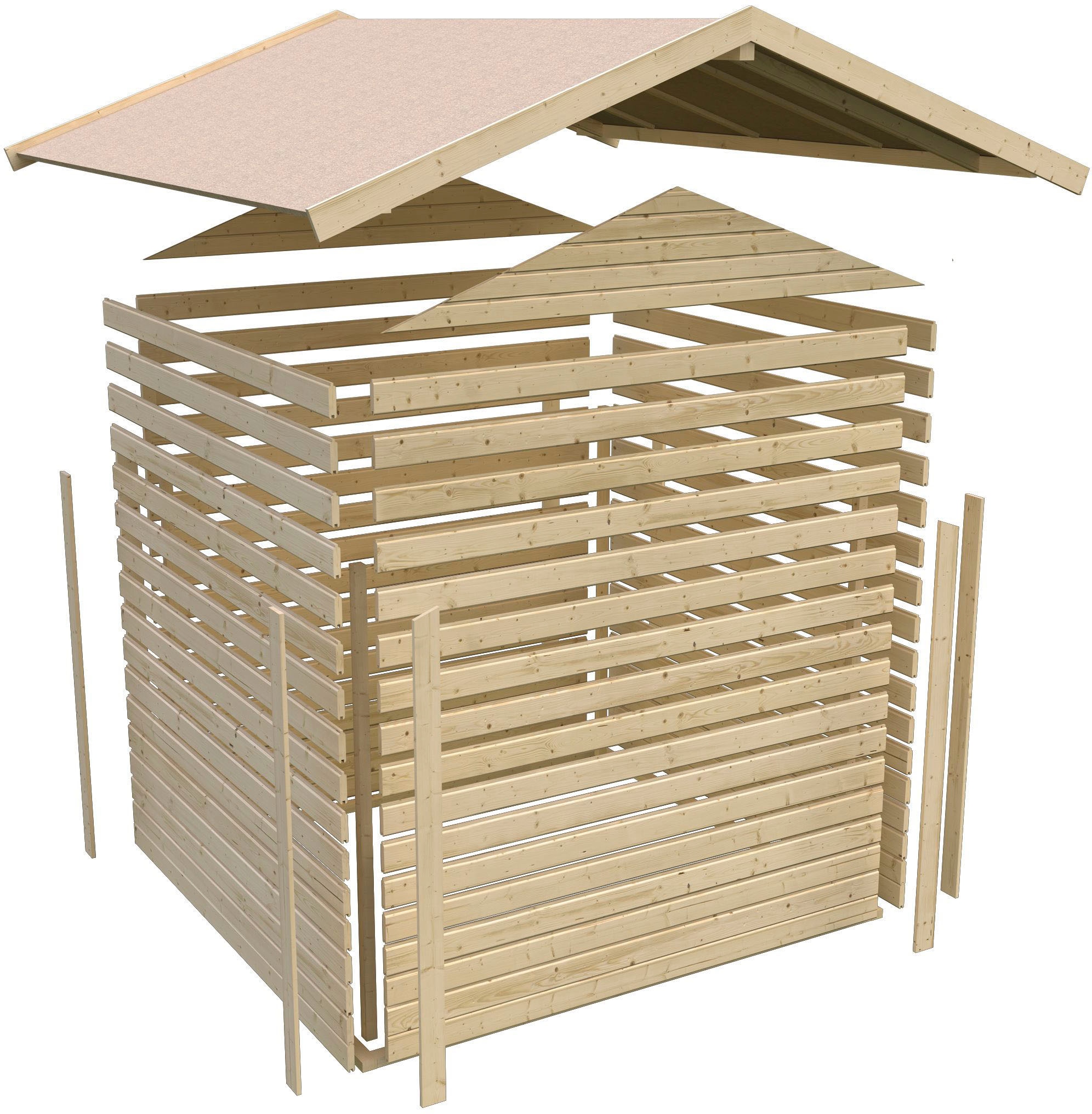 Karibu Gartenhaus »Amberg 3«, (Set), anthrazit, naturbelassen oder terragrau
