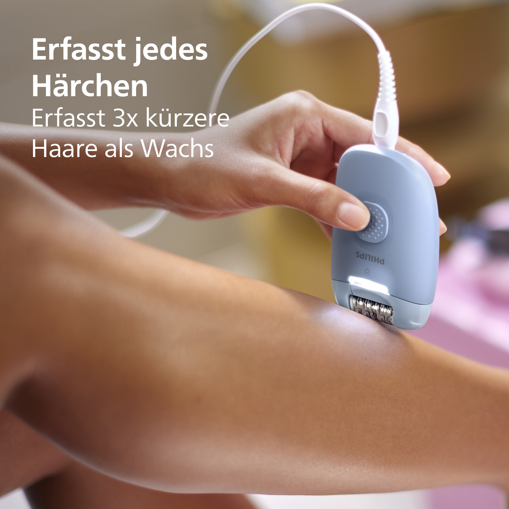 Philips Epilierer »Series 4000«, 2 St. Aufsätze, kompakter Epilierer mit Kabel und LED-Licht, inkl. Massageaufsatz