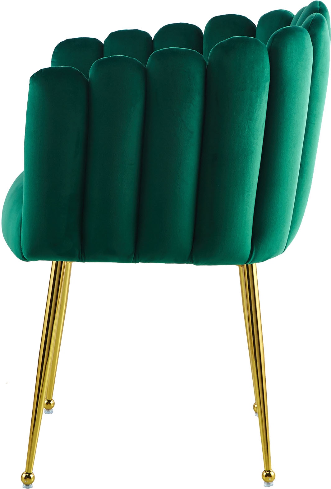 Kayoom Polsterstuhl »Stuhl Muna 125, TOPSELLER!ausgefallene Rücken-/Armlehne in Muschelform« () 1 Stk.ausgefallen geflochtene Rückenlehne, Samtbezug, goldene Beine