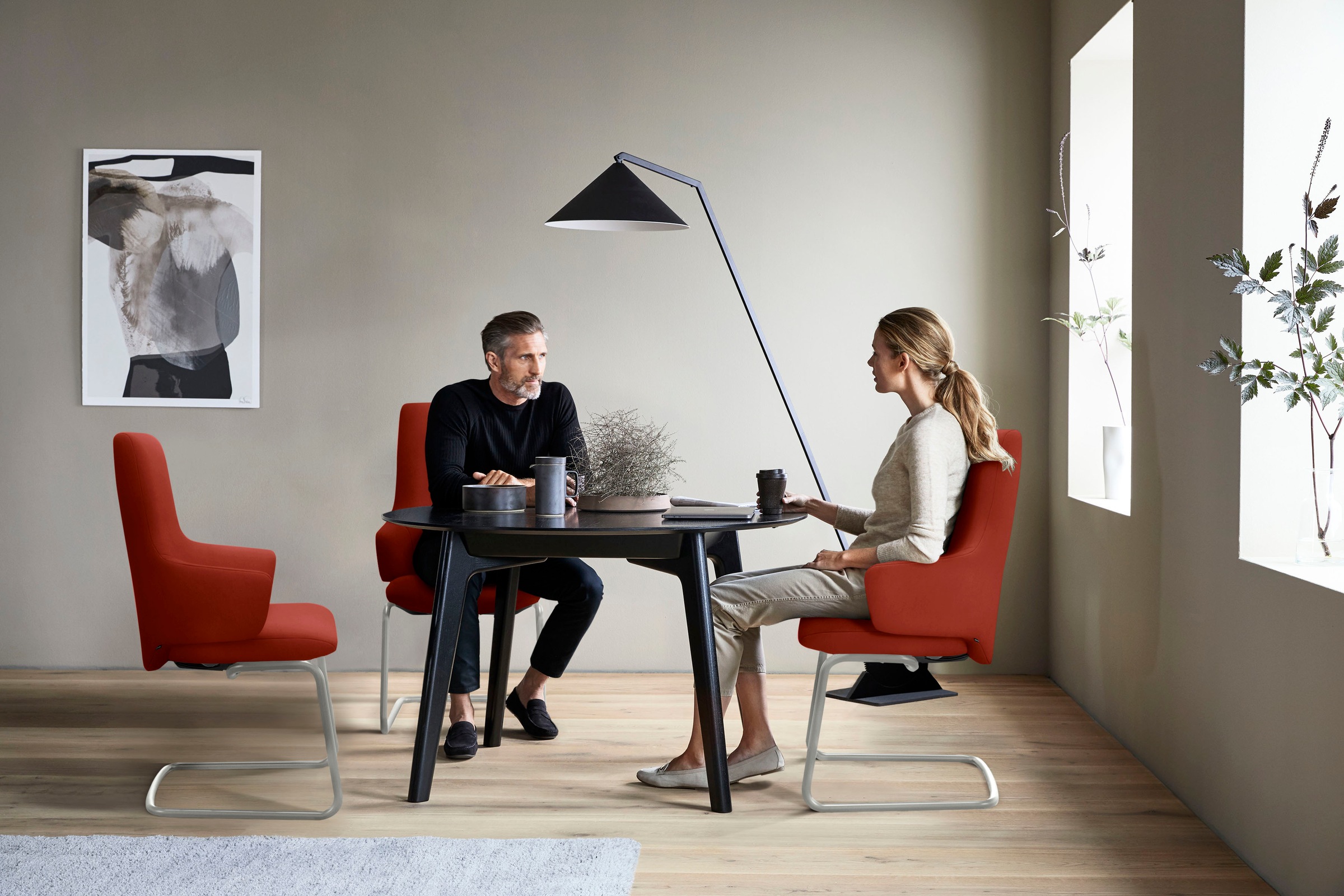 Stressless® Polsterstuhl »Laurel«, Microfaser DINAMICA, High Back mit Armlehne, Größe L, mit Beinen aus Stahl in Schwarz matt