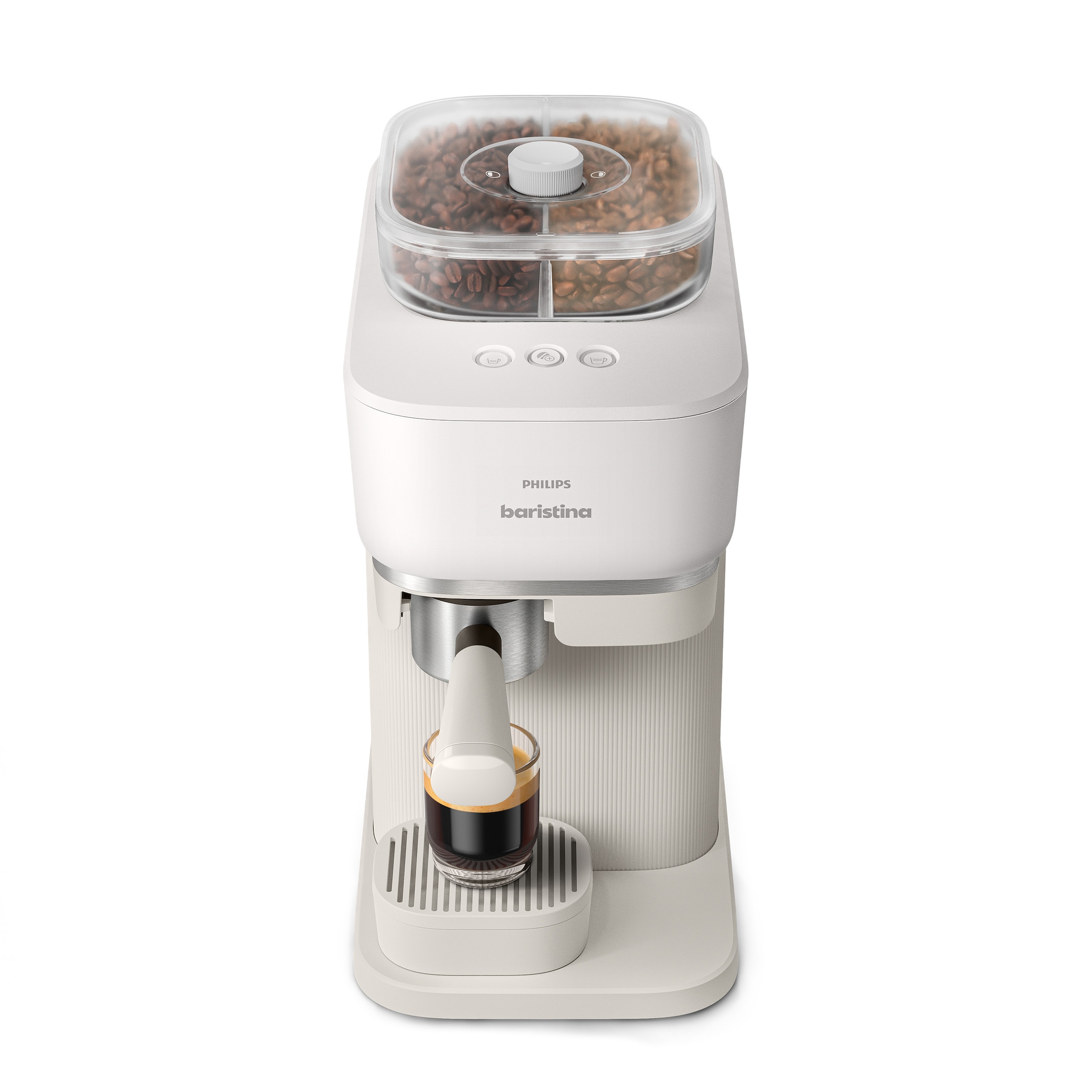 PHILIPS baristina Espressomaschine »mit Bean swap BAR320/00 mit Mahlwerk für ganze Bohnen«, Dualer Bohnenbehälter, Naturweiß​