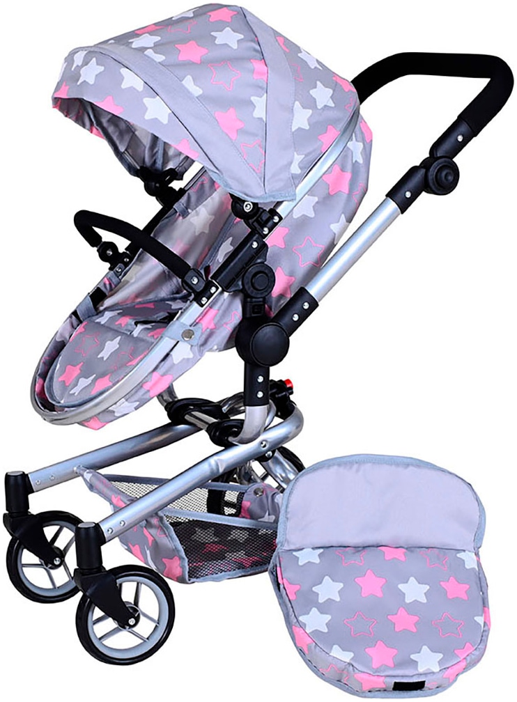 Knorrtoys® Kombi-Puppenwagen »Boonk - star grey pink«