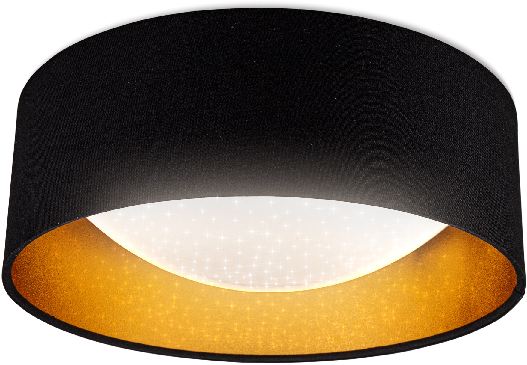 Textilschirm, Sternenlicht, bei B.K.Licht flammig-flammig, 12W, Leuchte, 1 OTTO LED Deckenlampe, Deckenleuchte, schwarz-gold
