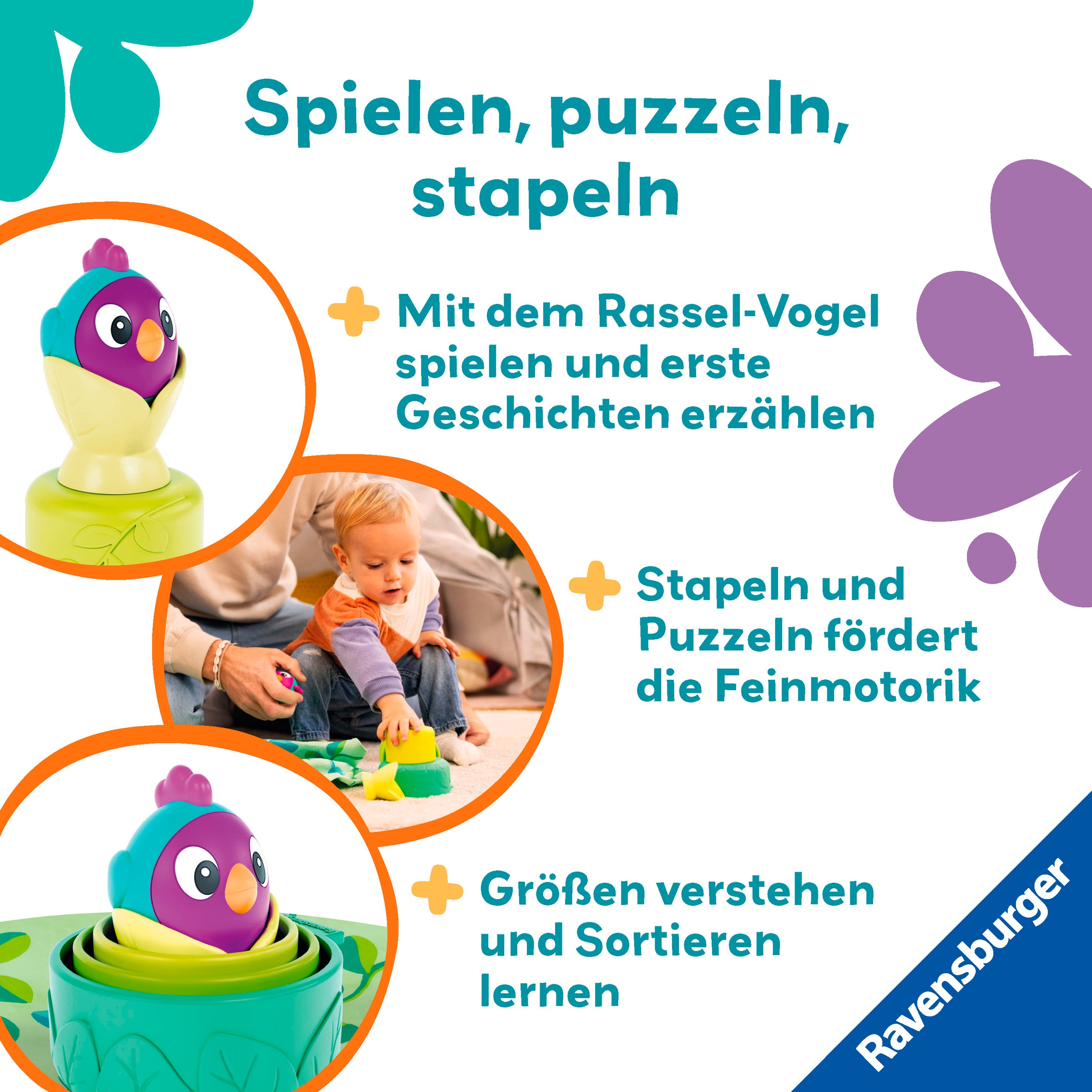 Ravensburger Stapelspielzeug »Play+ Baby-Stapel-Puzzle: Vogelnest«, Made in Europe