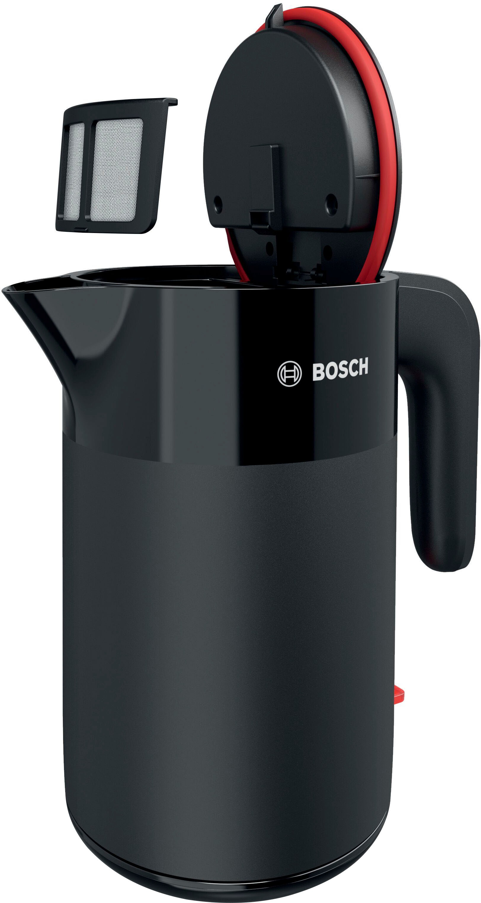 BOSCH Wasserkocher »MyMoment TWK2M163, Abschaltautomatik, Überhitzungschutz, Tassenanzeige«, 1,7 l, 2400 W, Stiftung Warentest Testsieger (2,2) Ausgabe 03/2025, schwarz matt