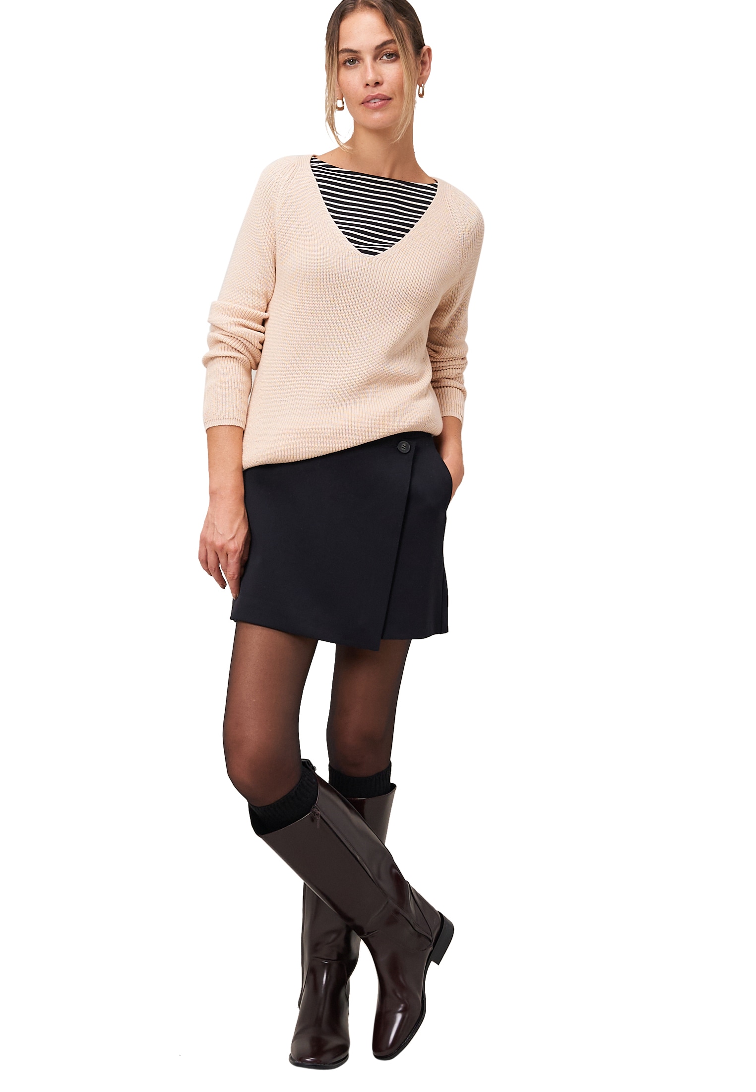 Zero Strickpullover »Strukturpullover mit V-Ausschnitt«