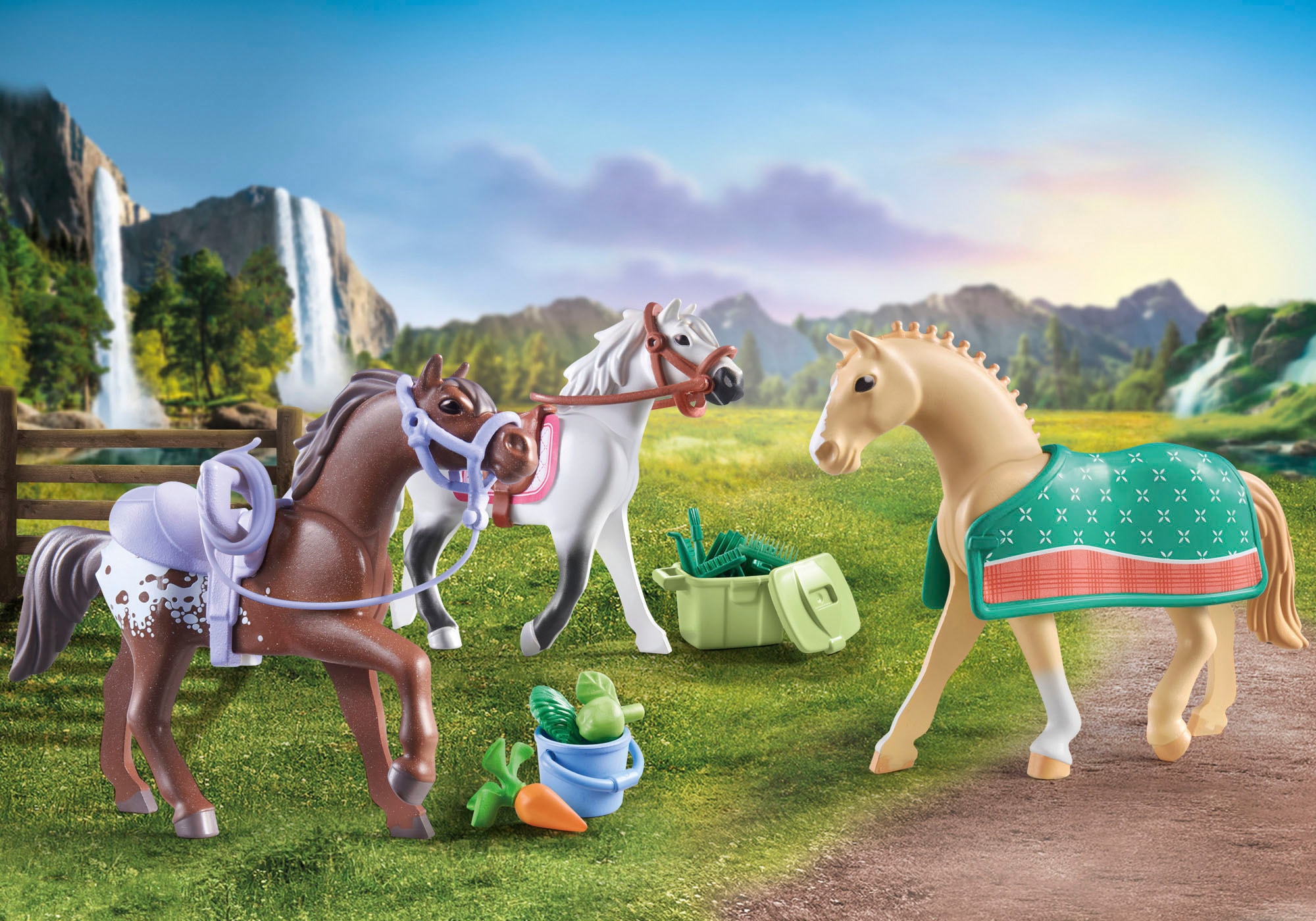 Playmobil® Konstruktions-Spielset »Morgan, Quarter Horse & Shagya Araber (71356), Horses of Waterfall«, (28 St.), 3 Pferde