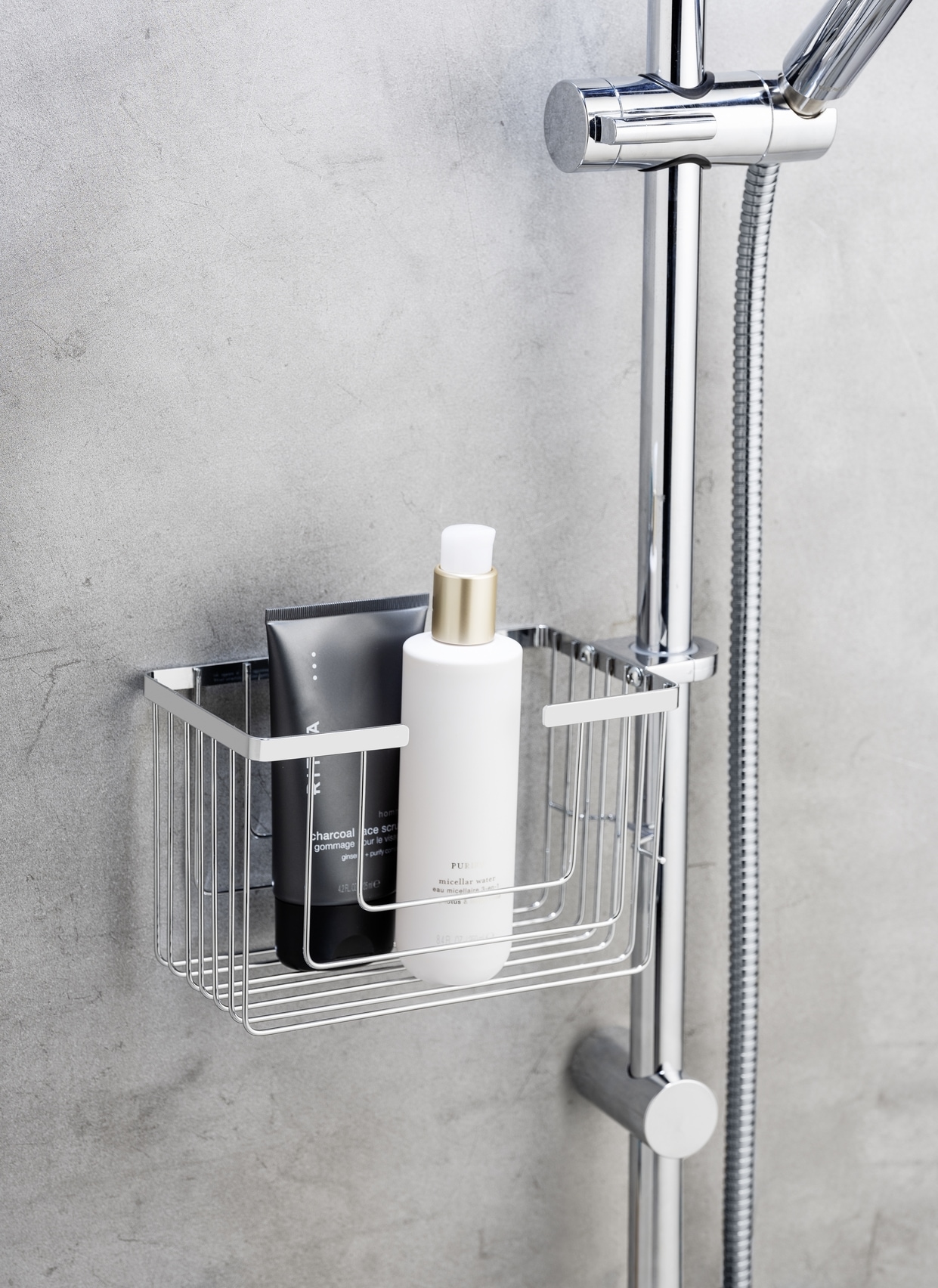 WENKO Duschablage »Valognes« Duschstangencaddy aus rostfreiem Edelstahl, Montage ohne Bohren