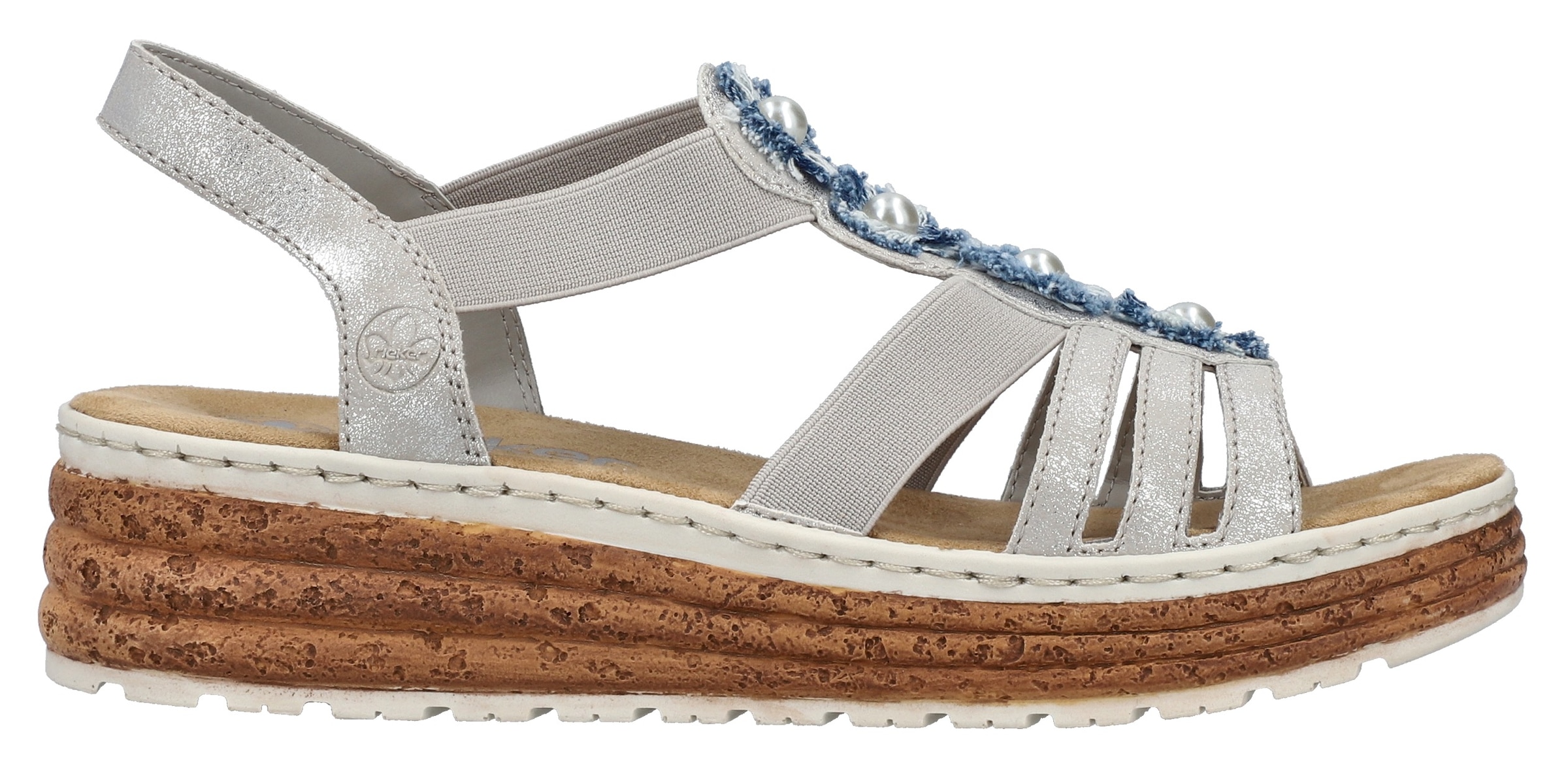 Rieker Plateausandale, Sandalette, Sommerschuh, Schlupfschuh mit seitlichen Gummizügen