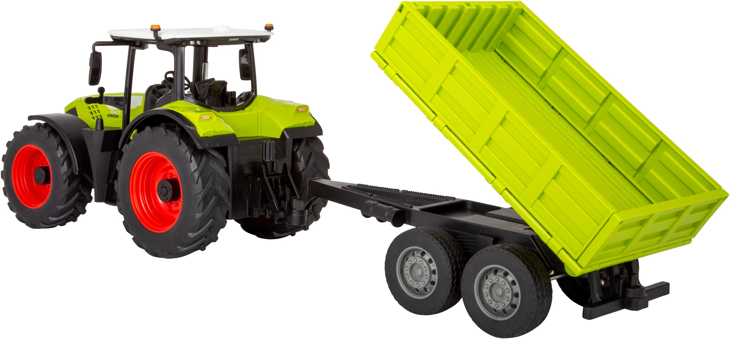 Jamara RC-Traktor »Claas Arion 660 mit Kippanhänger 1:24 2,4GHz«, mit LED Licht