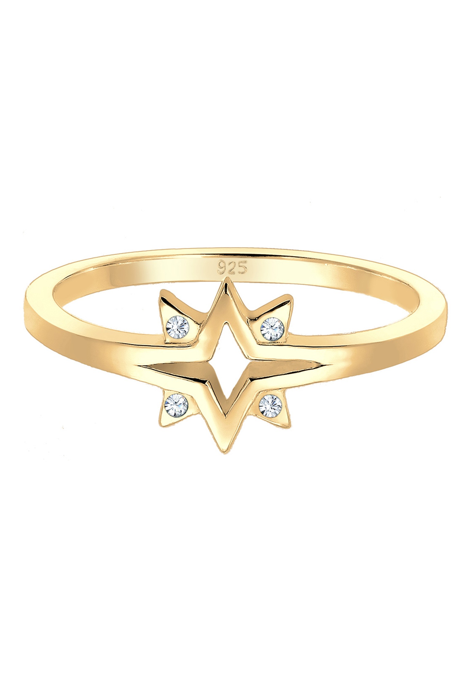 Elli Silberring »Ring Stern Glas Kristalle Weiß 925 Sterling Silber«