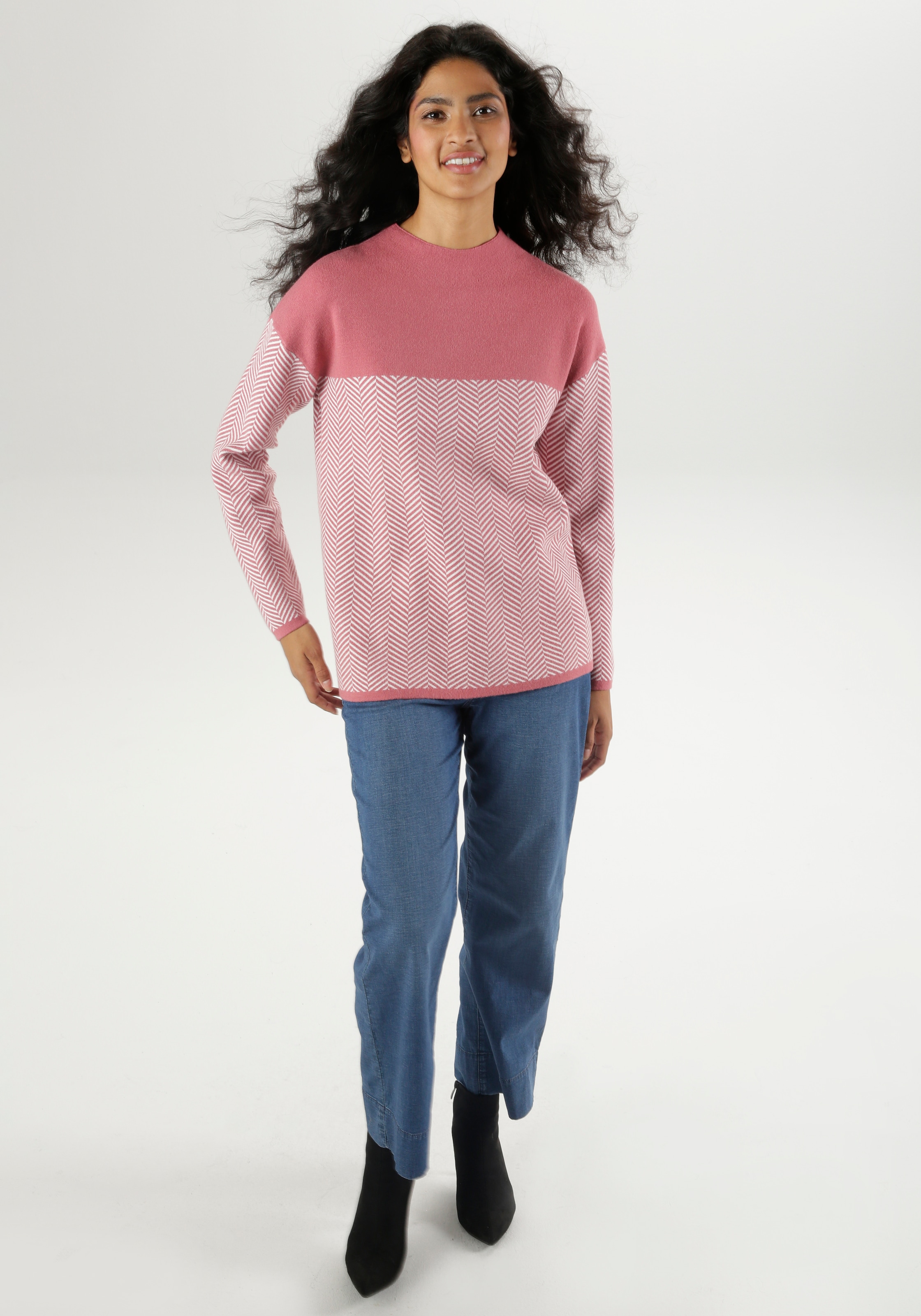 Aniston SELECTED Strickpullover, mit weiterem Stehkragen