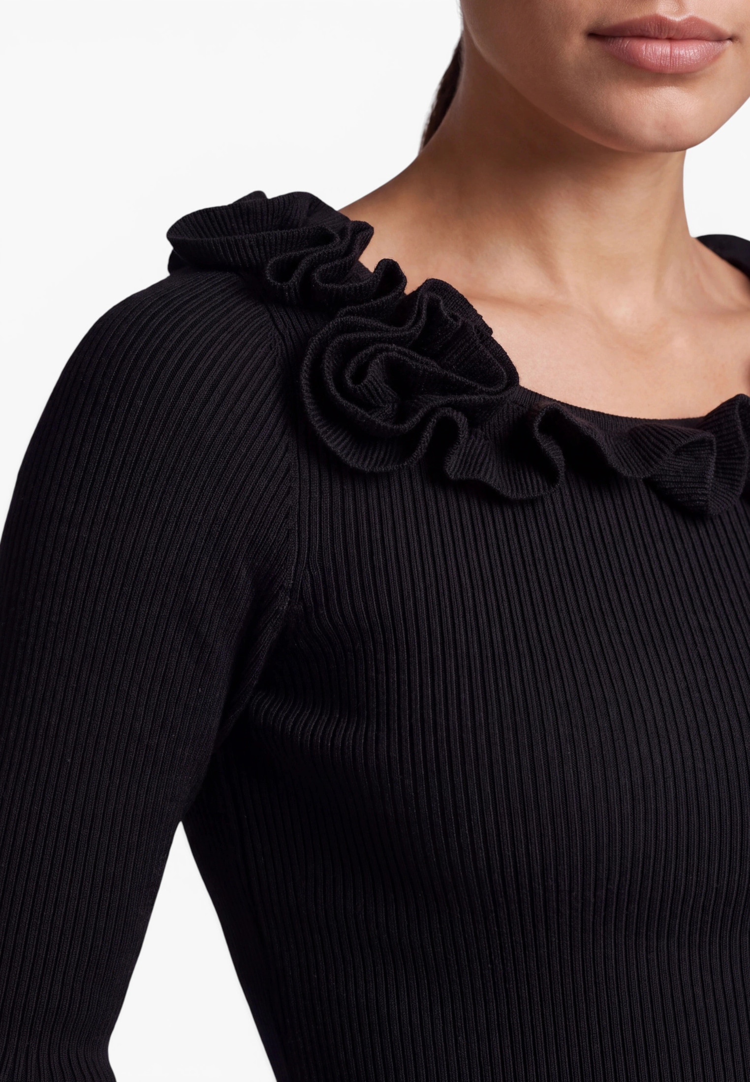Zero Rundhalspullover »Feinstrickpullover mit Rippenstruktur«