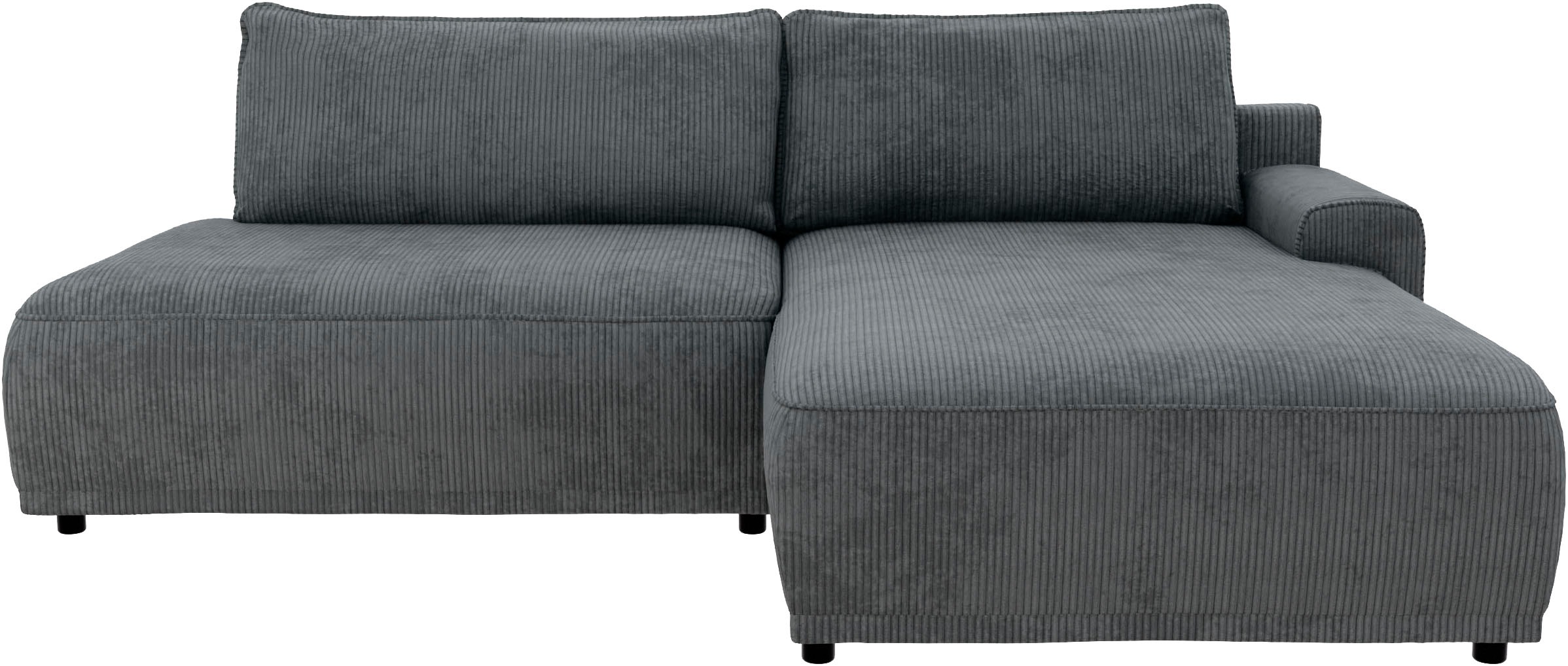 TRENDMANUFAKTUR Ecksofa »Fordon II, Schlafsofa mit Bettkasten, Couch in L-Form, Breite 250 cm«, in Cordstoff HYPER, dunkelgrau, Armlehne rechts
