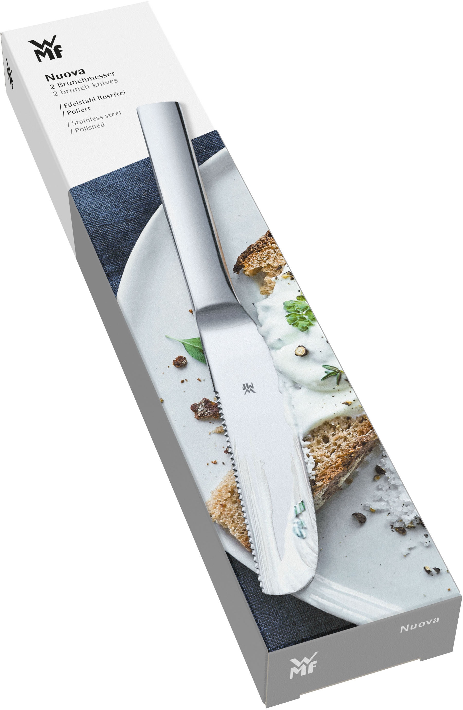 WMF Besteck-Set »Nuova« 2-tlg., Wellenschliff, 19,5 cm, Cromargan Edelstahl rostfrei 18/10