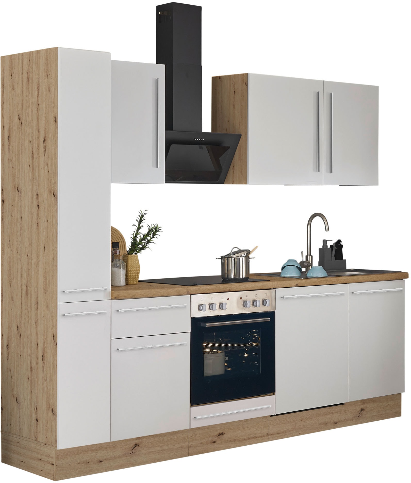 KOCHSTATION Küchenzeile »Florida« Breite 250 cm, wahlweise mit E-Geräten,Softclose für Türen/Schubkästen