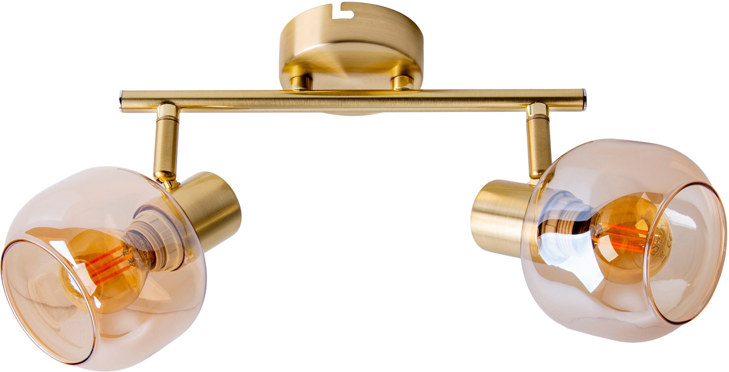 näve Deckenstrahler »Libby«, 2 flammig-flammig, 4flg. flexibel verstellbar  Glasschirme in amber getönt excl. 4xE14 bestellen bei OTTO | Tischlampen