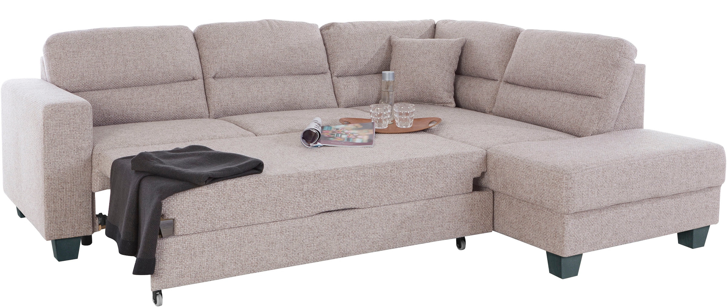 TRENDMANUFAKTUR Ecksofa »Chamber, zeitlos & elegant, bequem, L-Form«, inklusive einer Kopfstütze, wahlweise mit Schlaffunktion