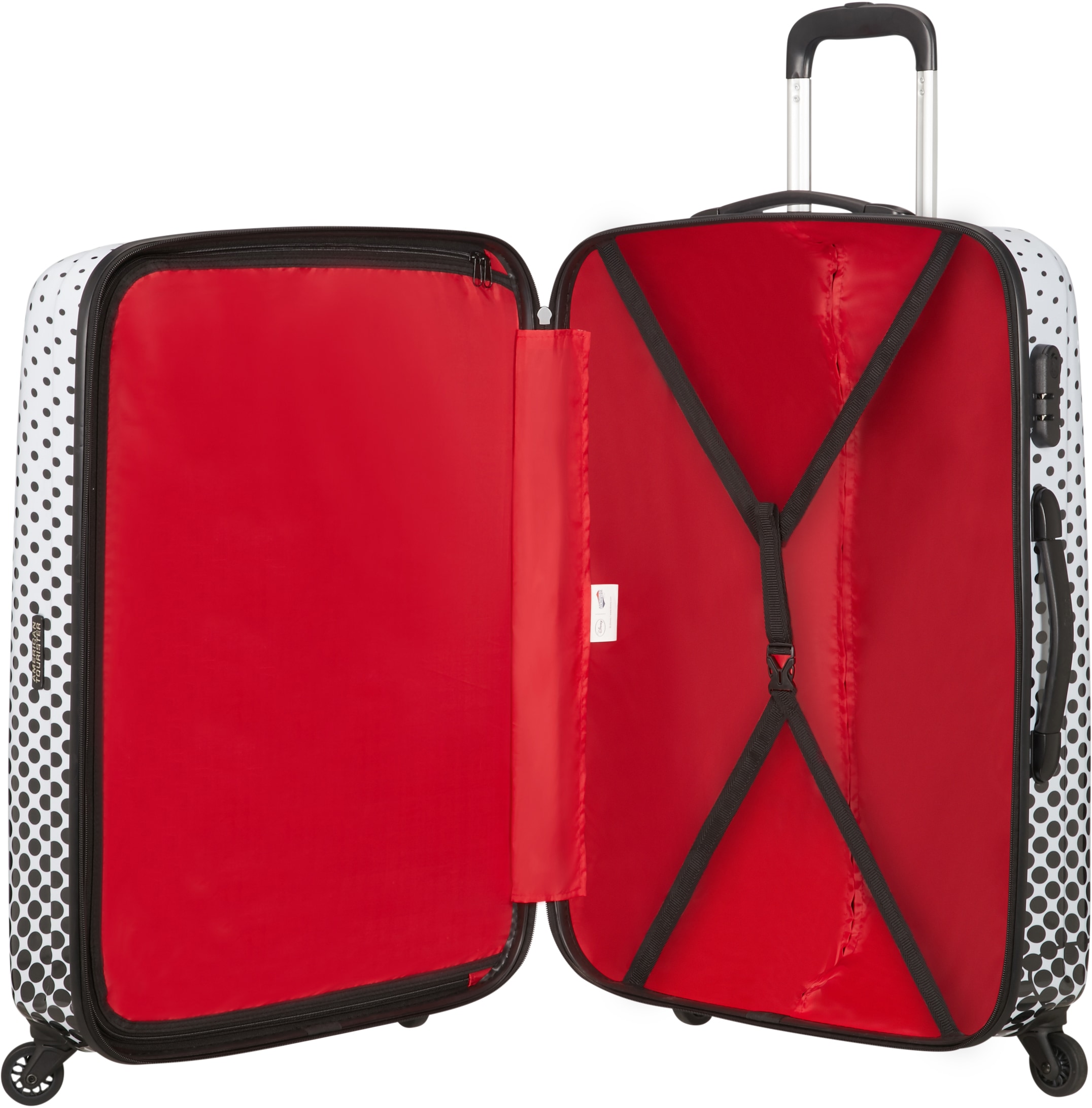 American Tourister® Hartschalen-Trolley »Disney Legends, Mickey Mouse Polka Dots, 75 cm«, 4 Rollen, Kinderreisekofferr Reisekoffer Aufgabegepäck Zahlenschloss